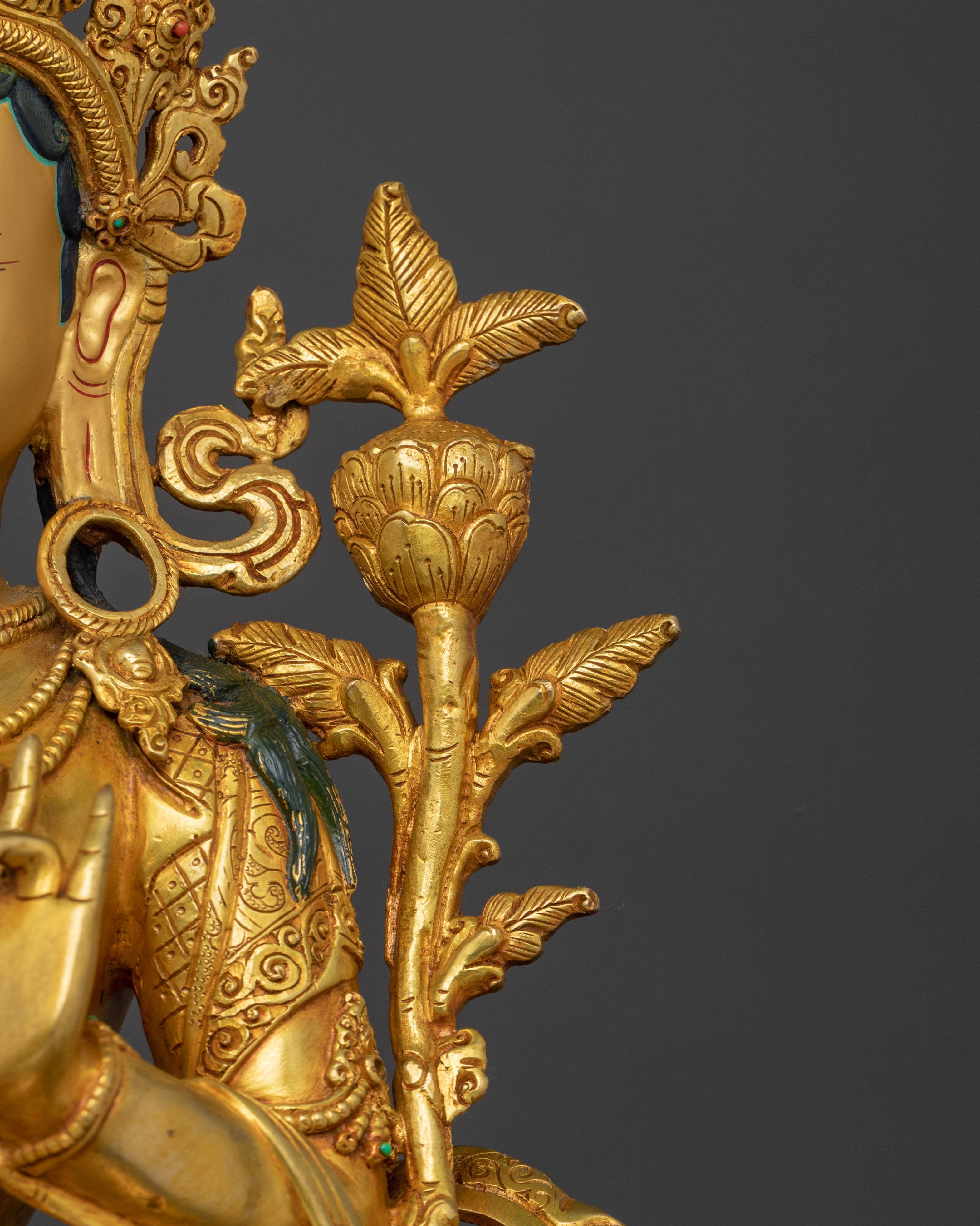 Green Tara Golden Statue | Spiritual Guardian