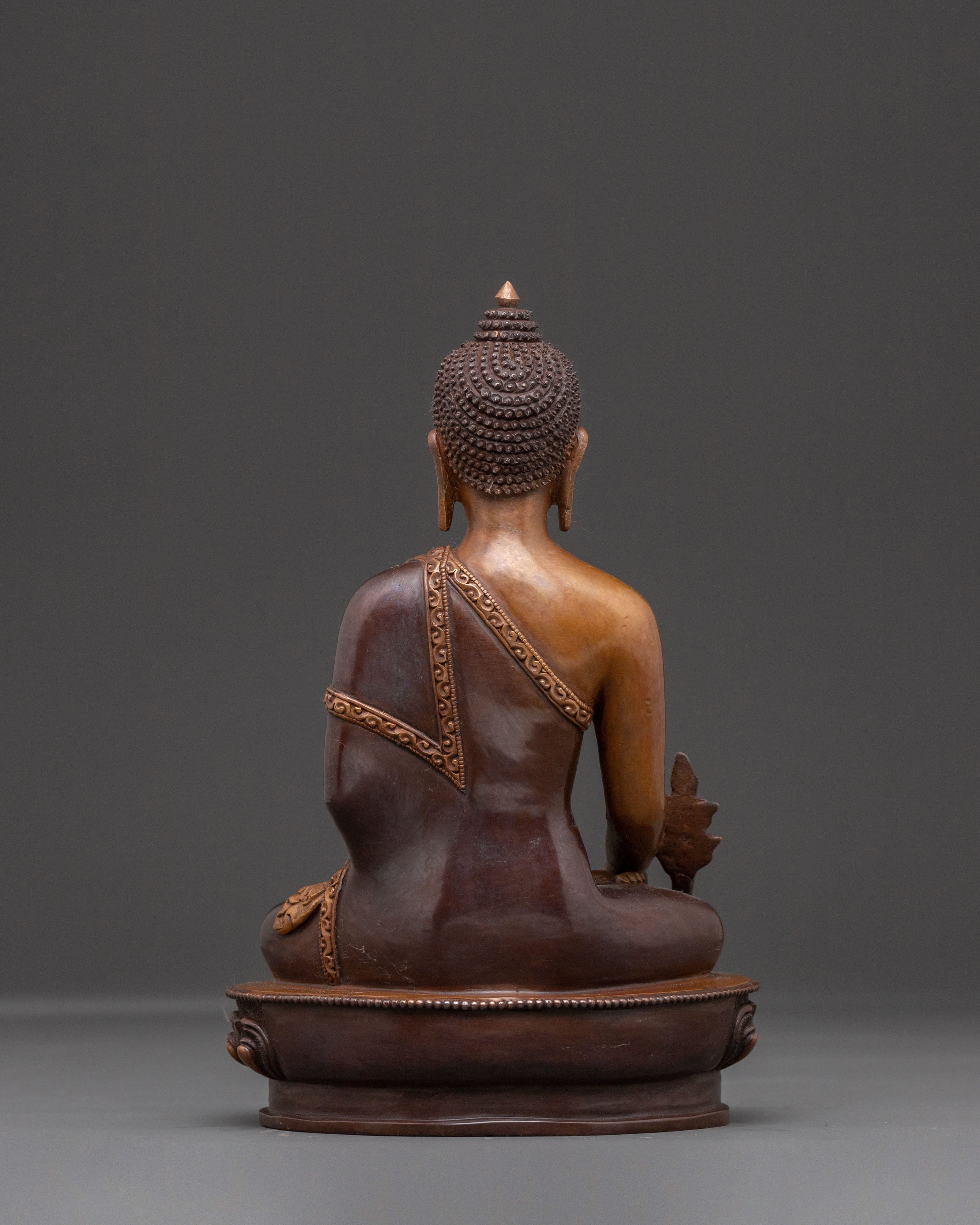 Medicine Buddha: Handcrafted Oxidized Copper Statue