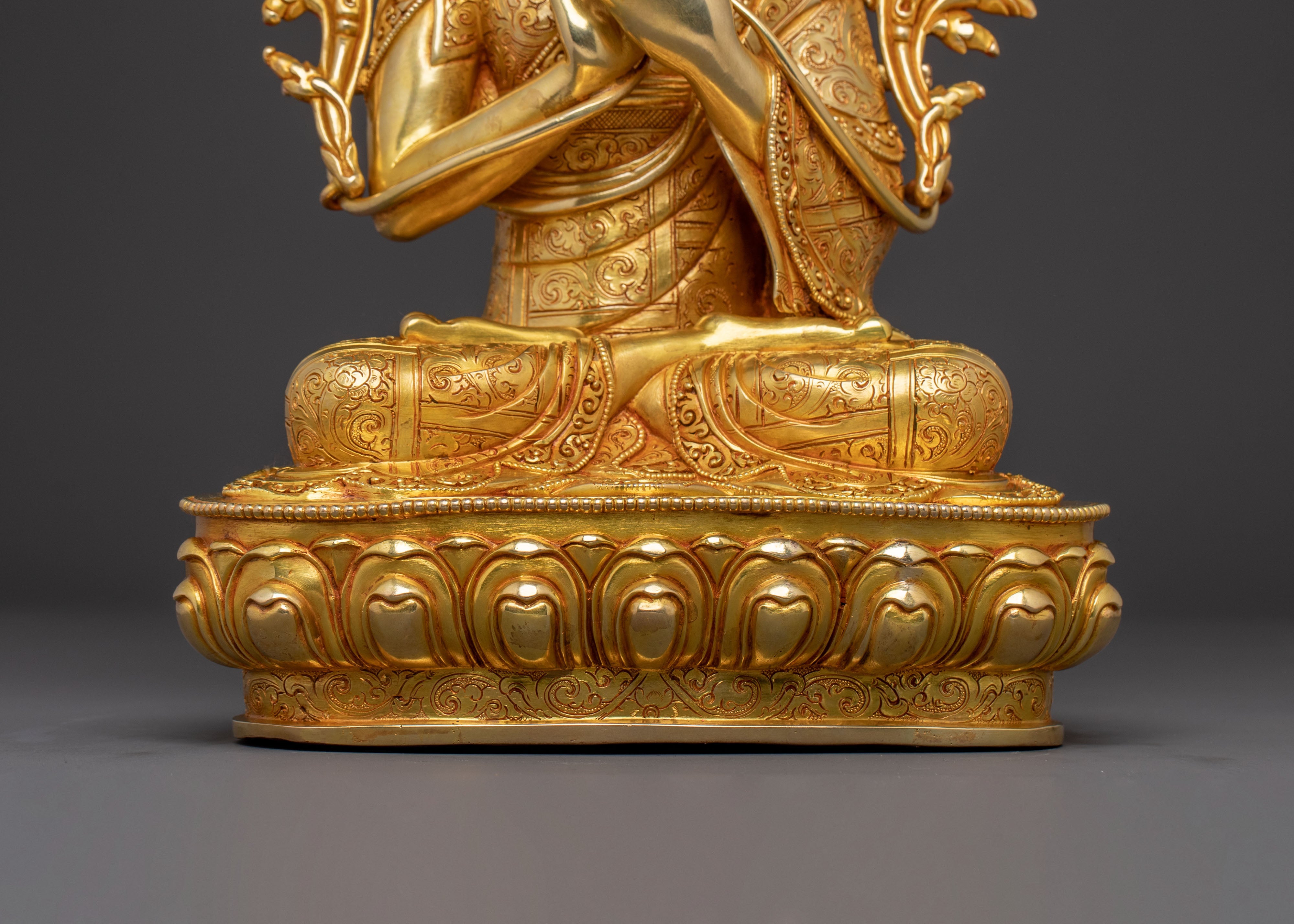 Buddhist Master Je Tsongkhapa Statue | Premium Gilded Copper