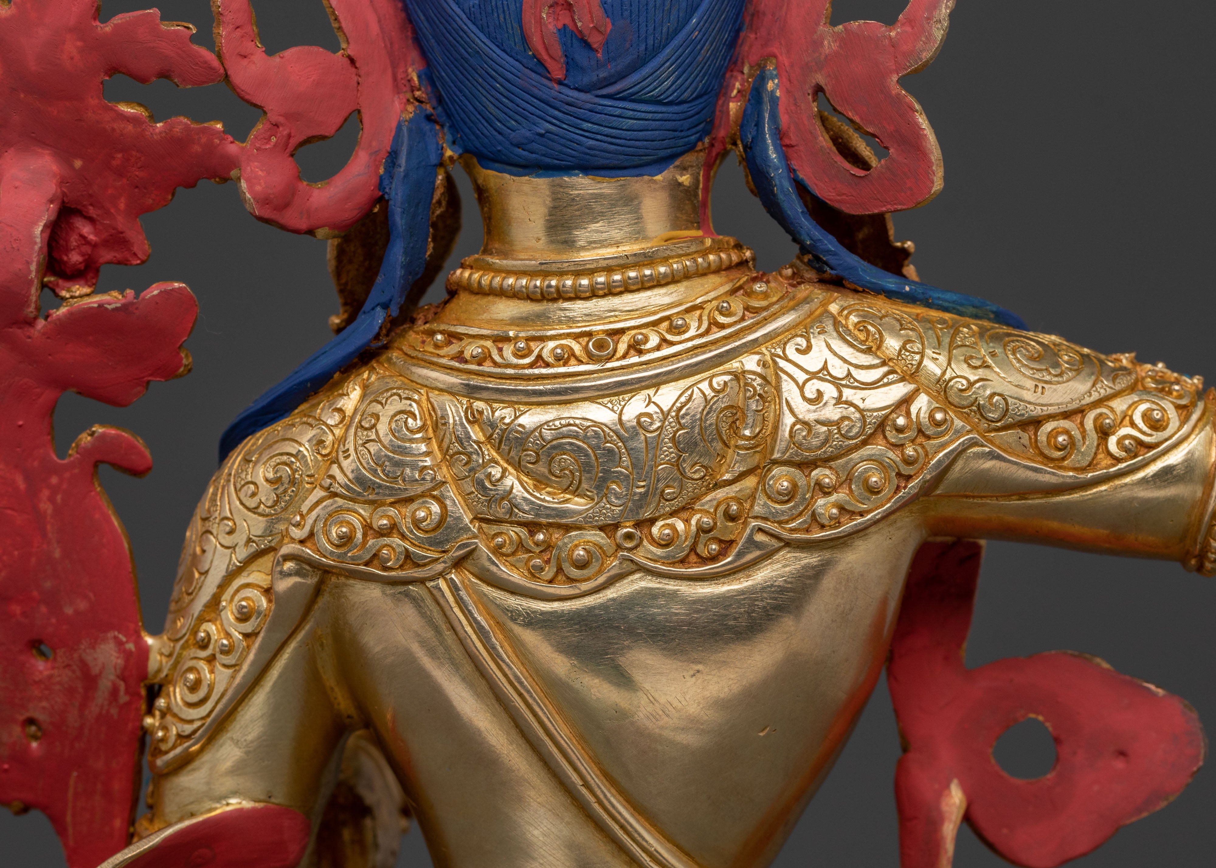Handmade 24K Gold Gilded Manjushri Statue