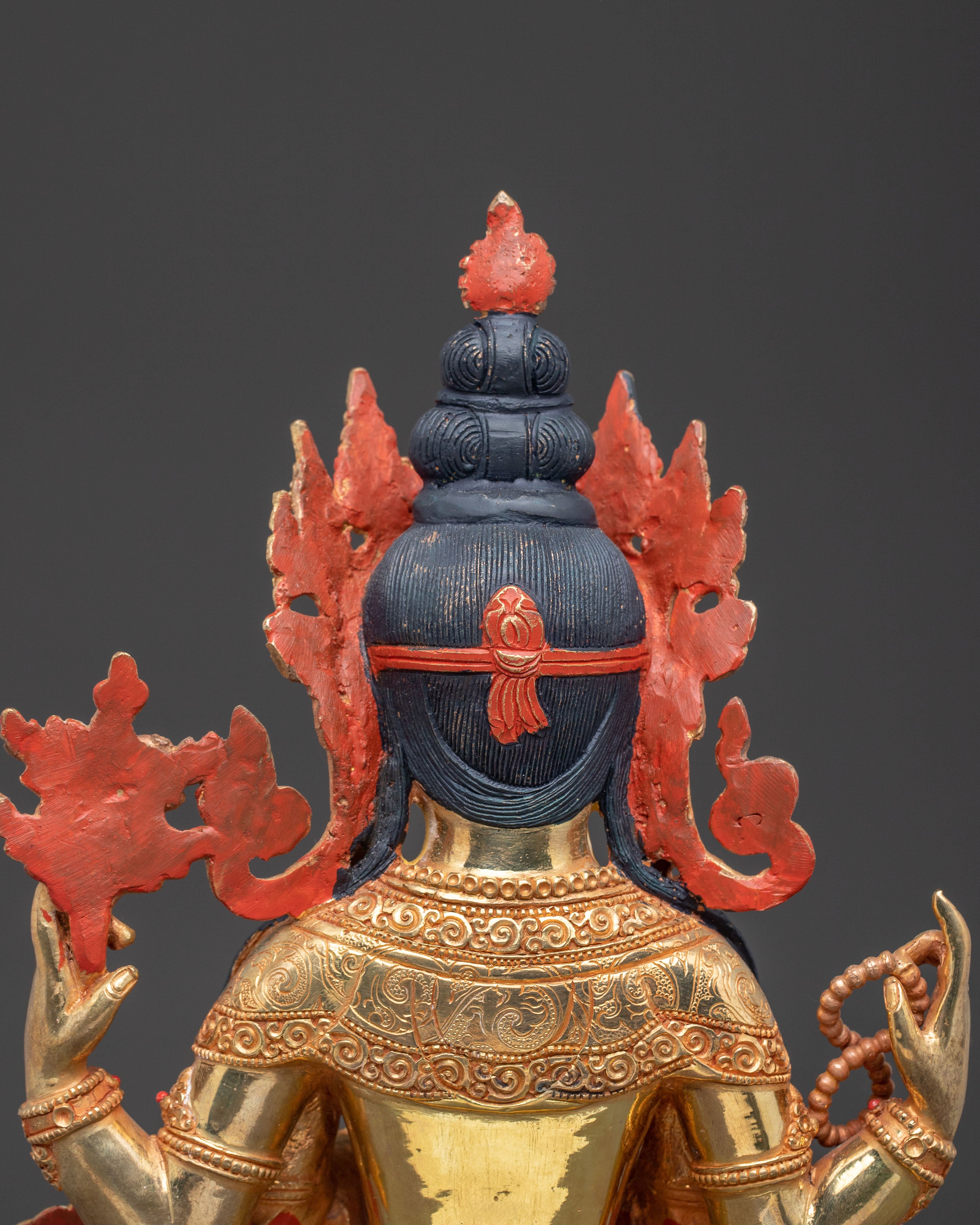 24K Gold Gilded Chenrezig Handmade Statue | Bodhisattva of Compassion