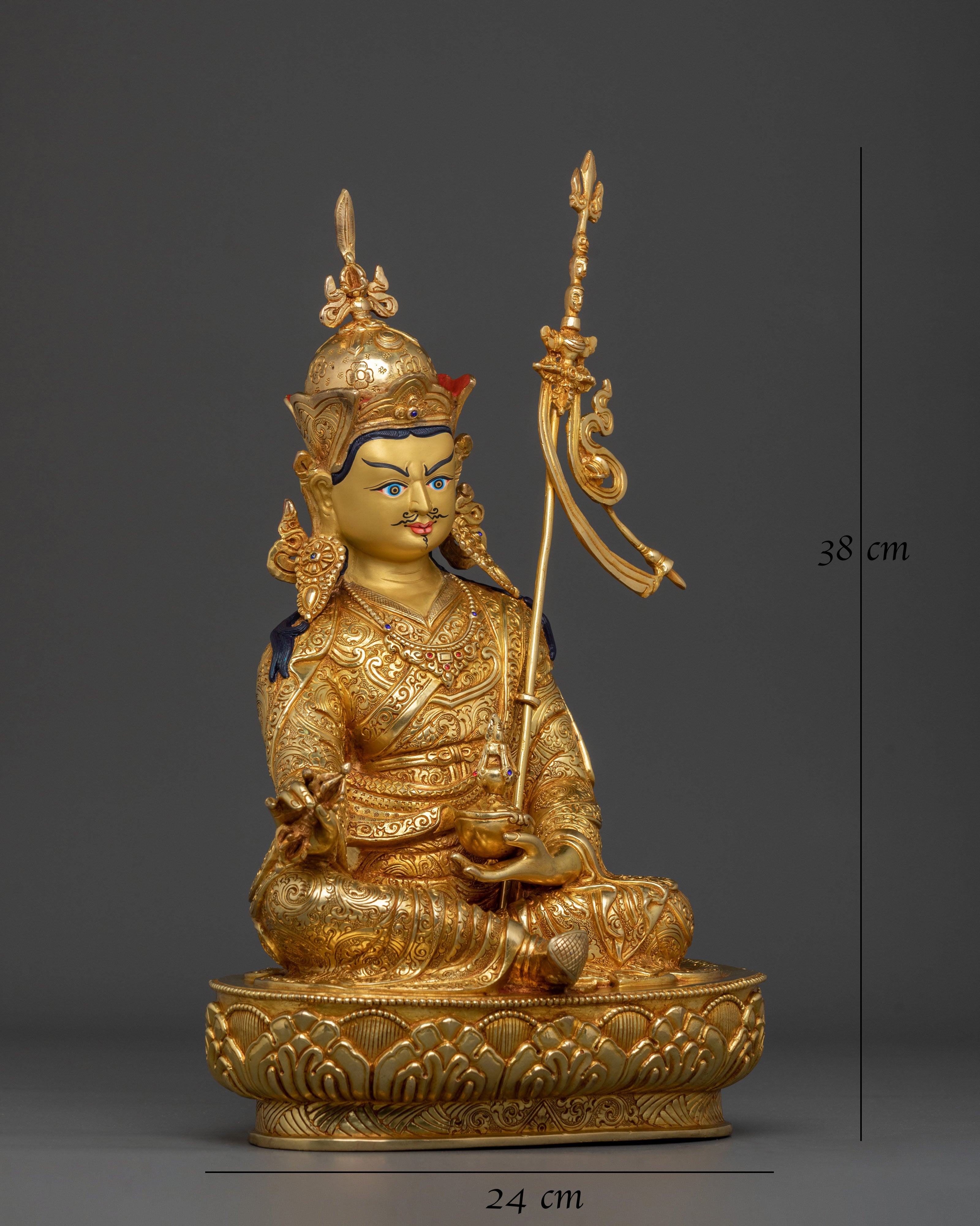 Guru Rinpoche Statue | 24K Gold Gilded Buddhist Master