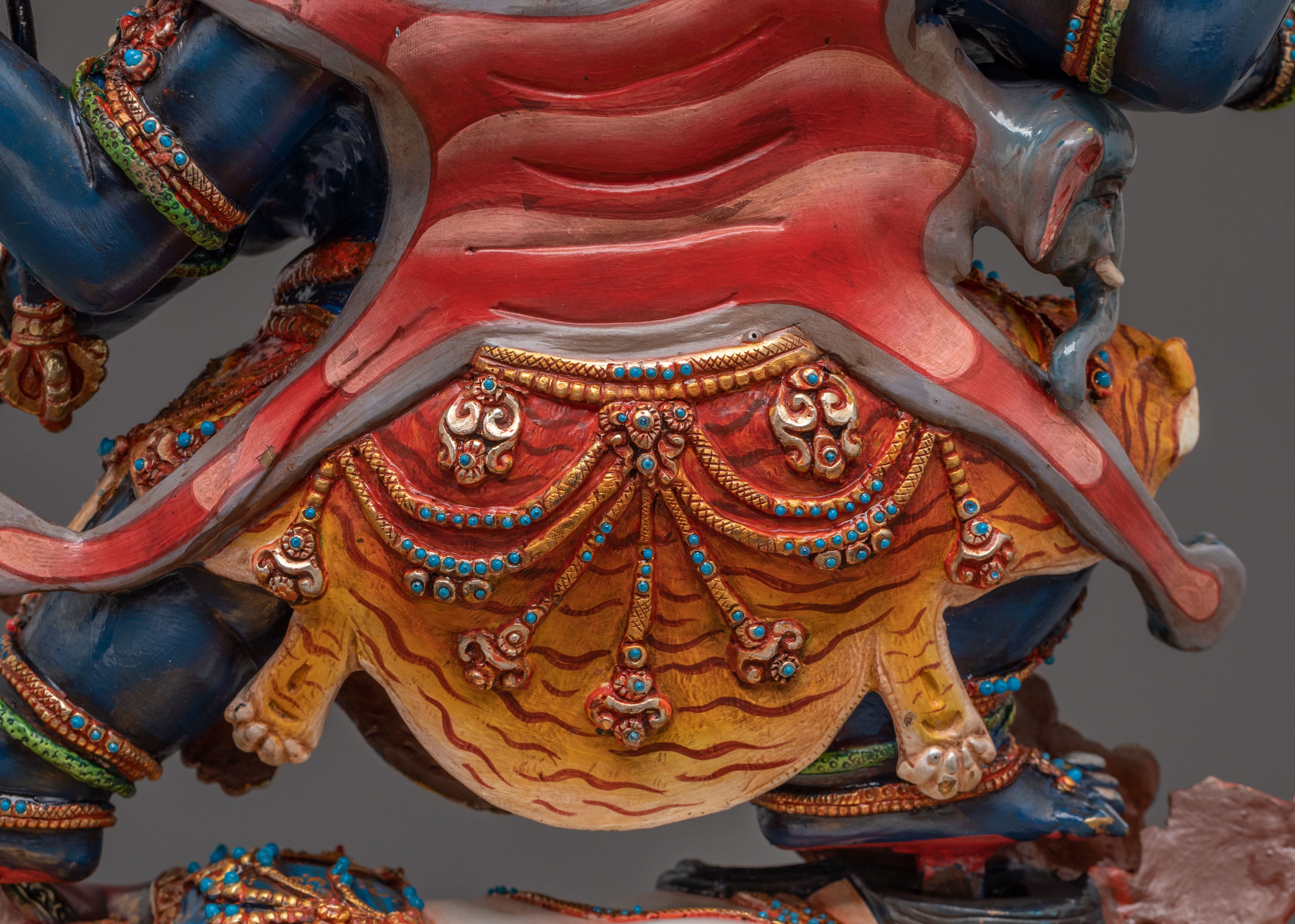 Mahakala Six Arms Protector Sculpture for Altar