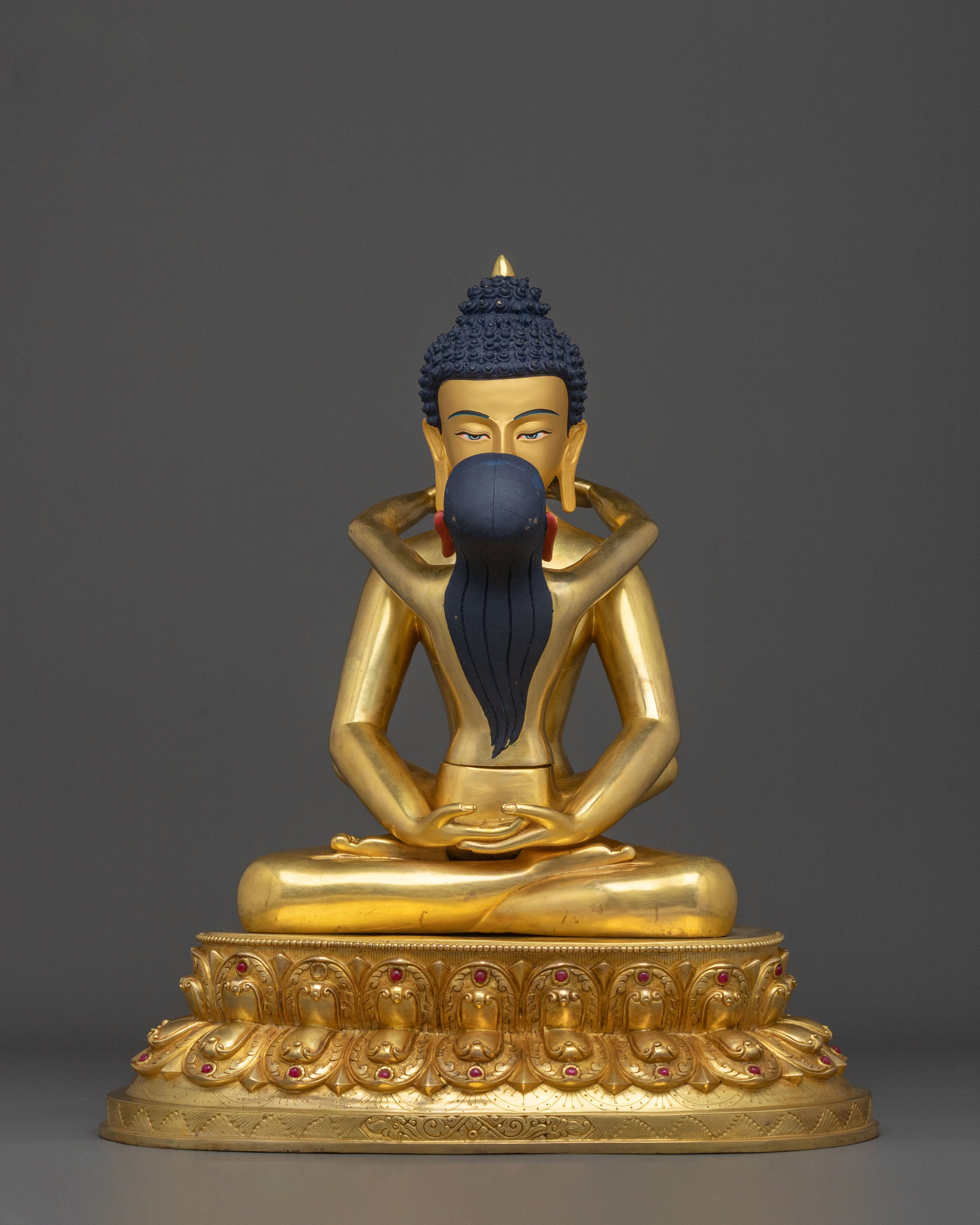 Samantabhadra with Consort Handmade Golden Statue: 24K Gold Gilded