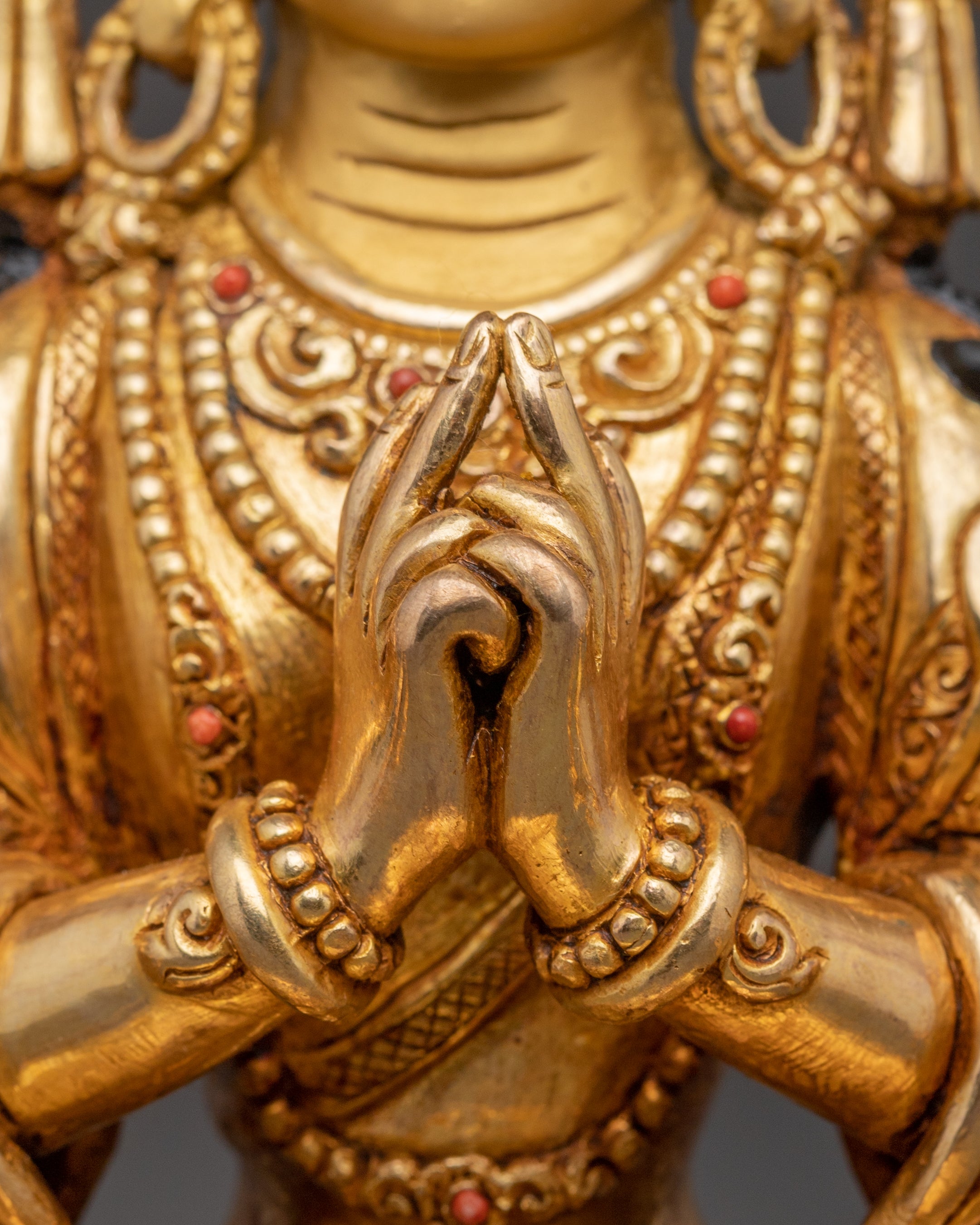 Handmade Golden Statue of Chundi Bodhisattva | Tibetan Style Decor