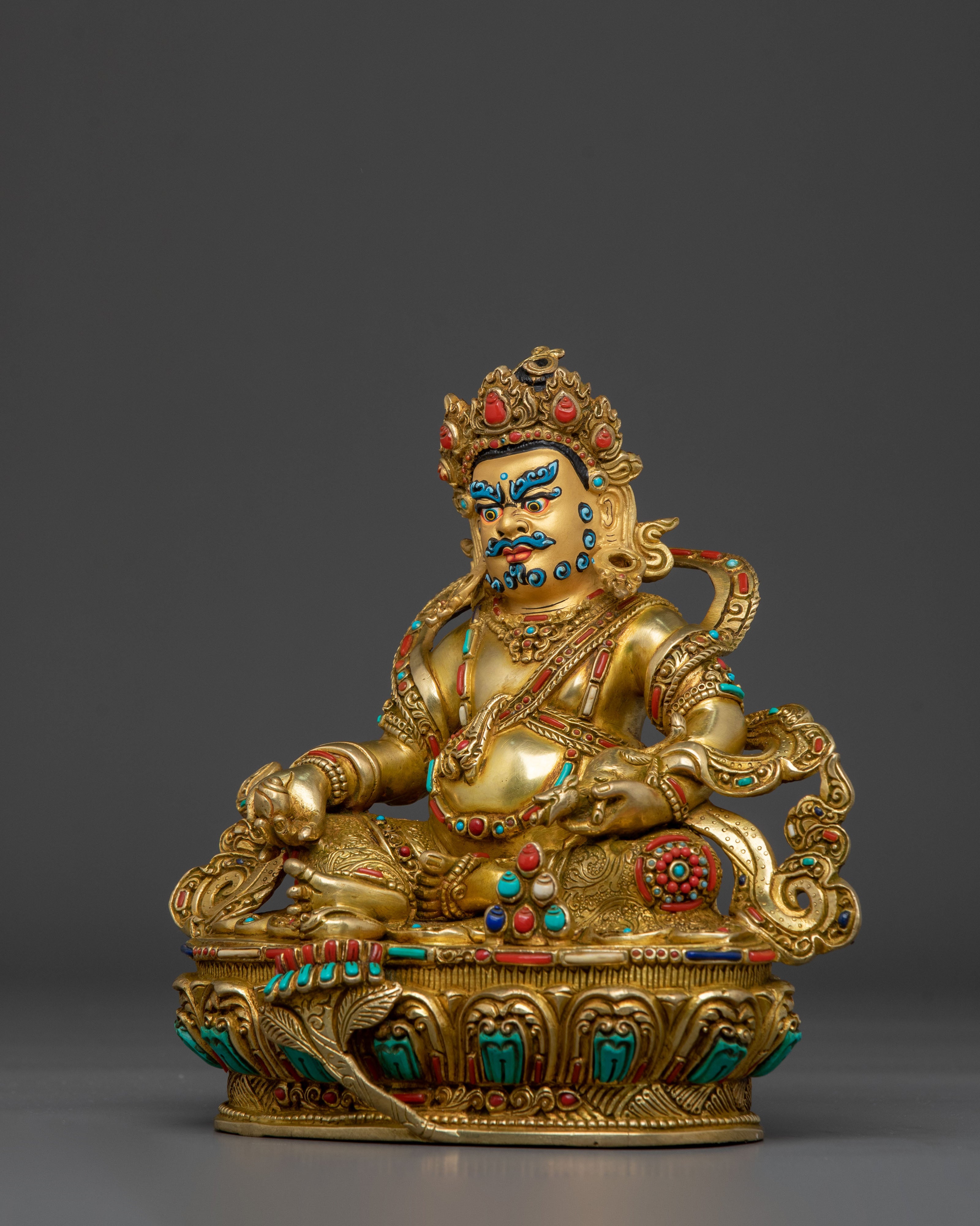 Golden Dzambhala Statue | Himalayan Sacred Figurine
