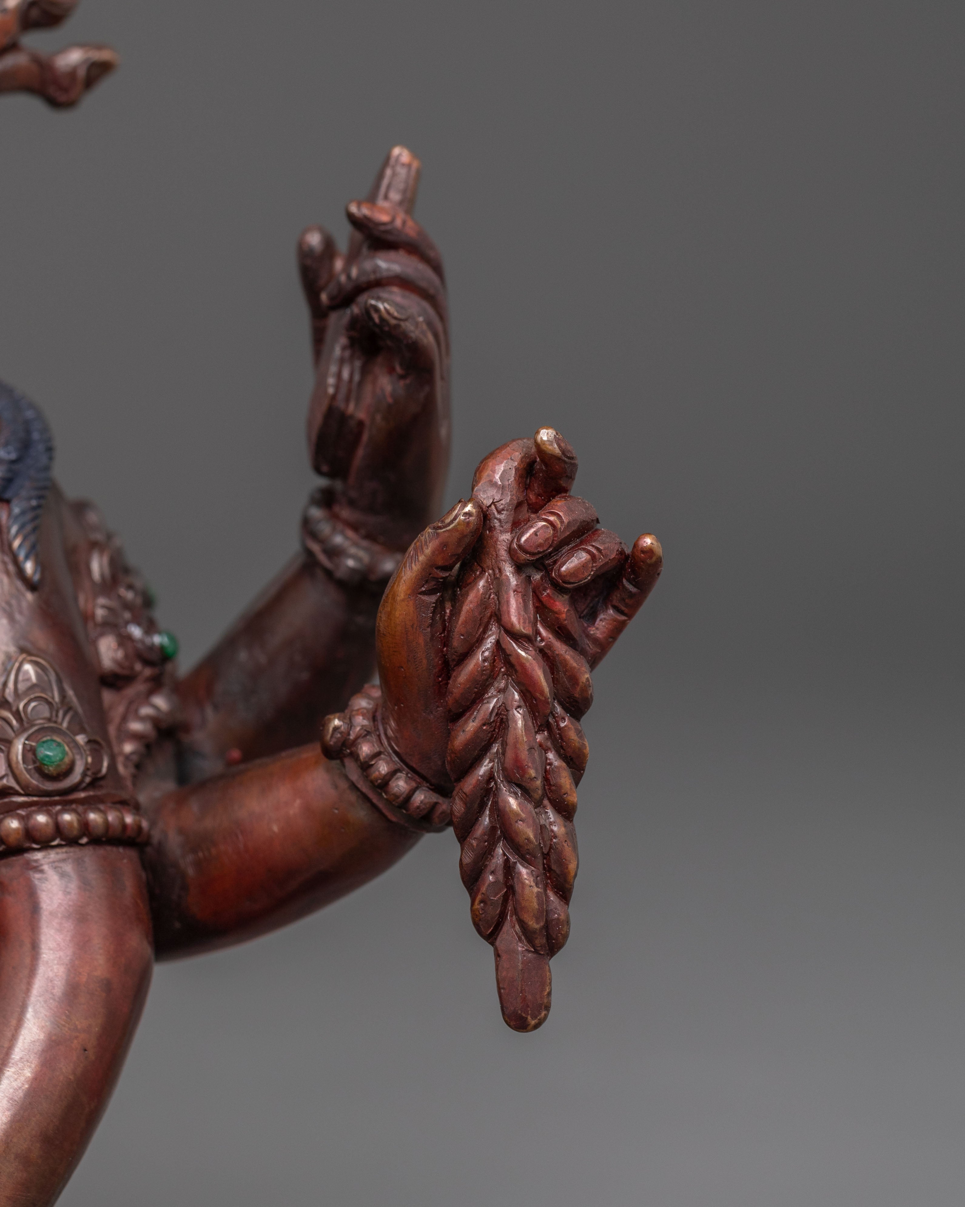 Handcrafted Vasudhara Deity Statue - Oxidized Copper Sculpture