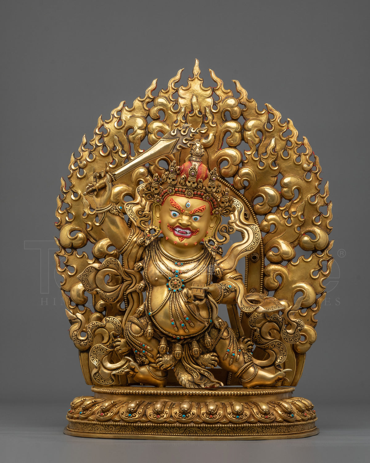 Black Manjushri Copper Figurine – 24K Gold Gilded Premium Artistry