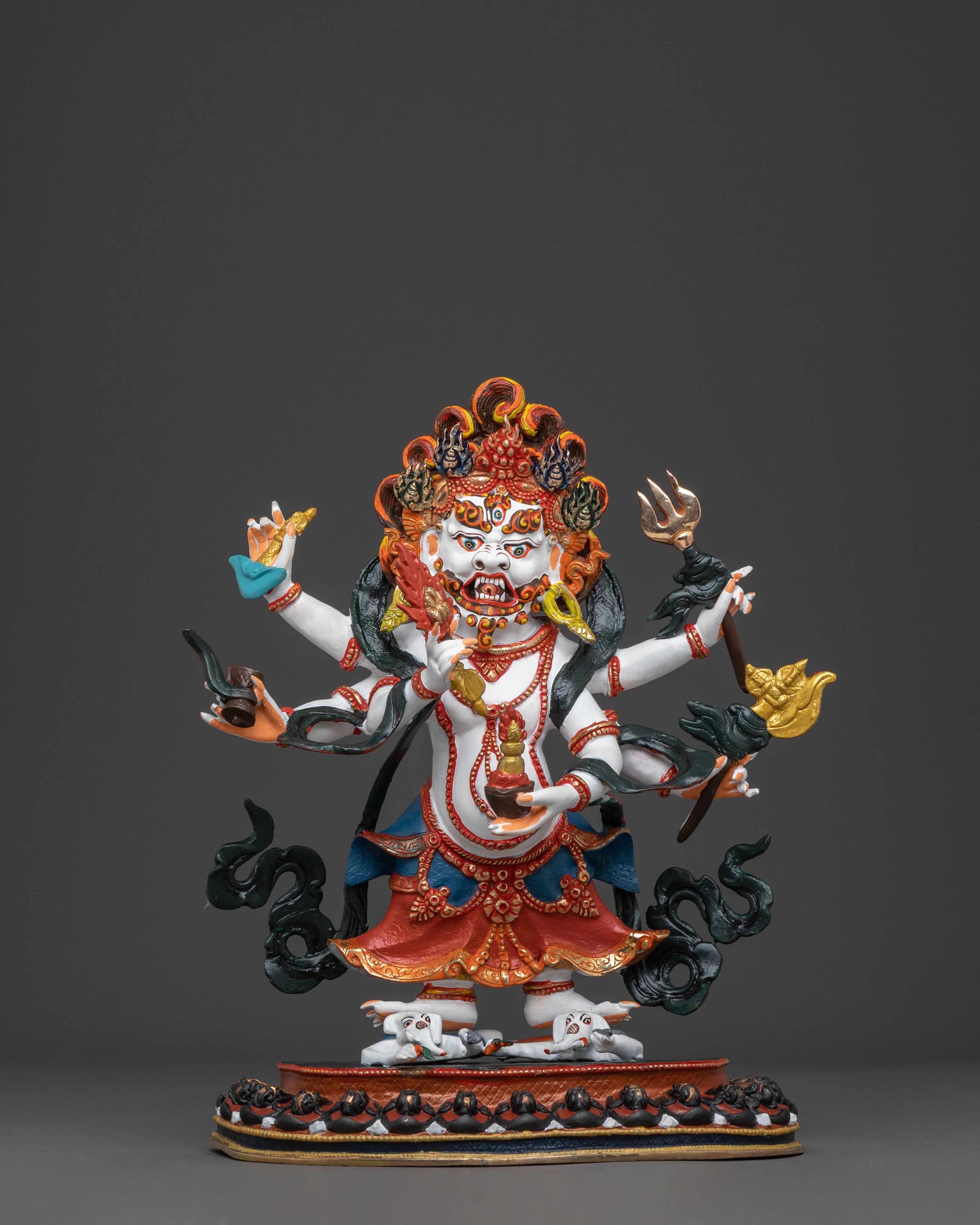 White Mahakala Statue | Tibetan Protector Deity