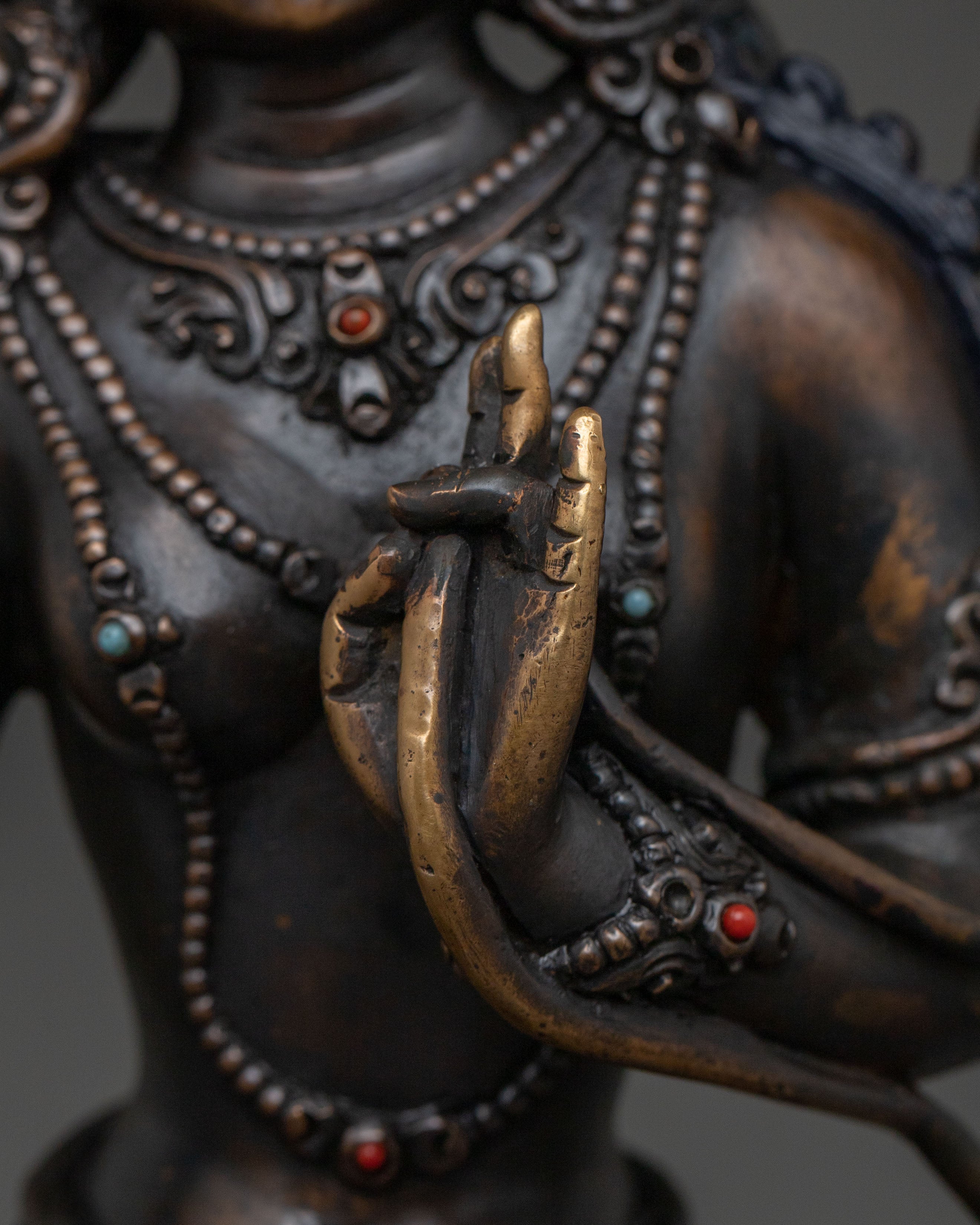 Green Tara Sculpture | Oxidized Copper Goddess