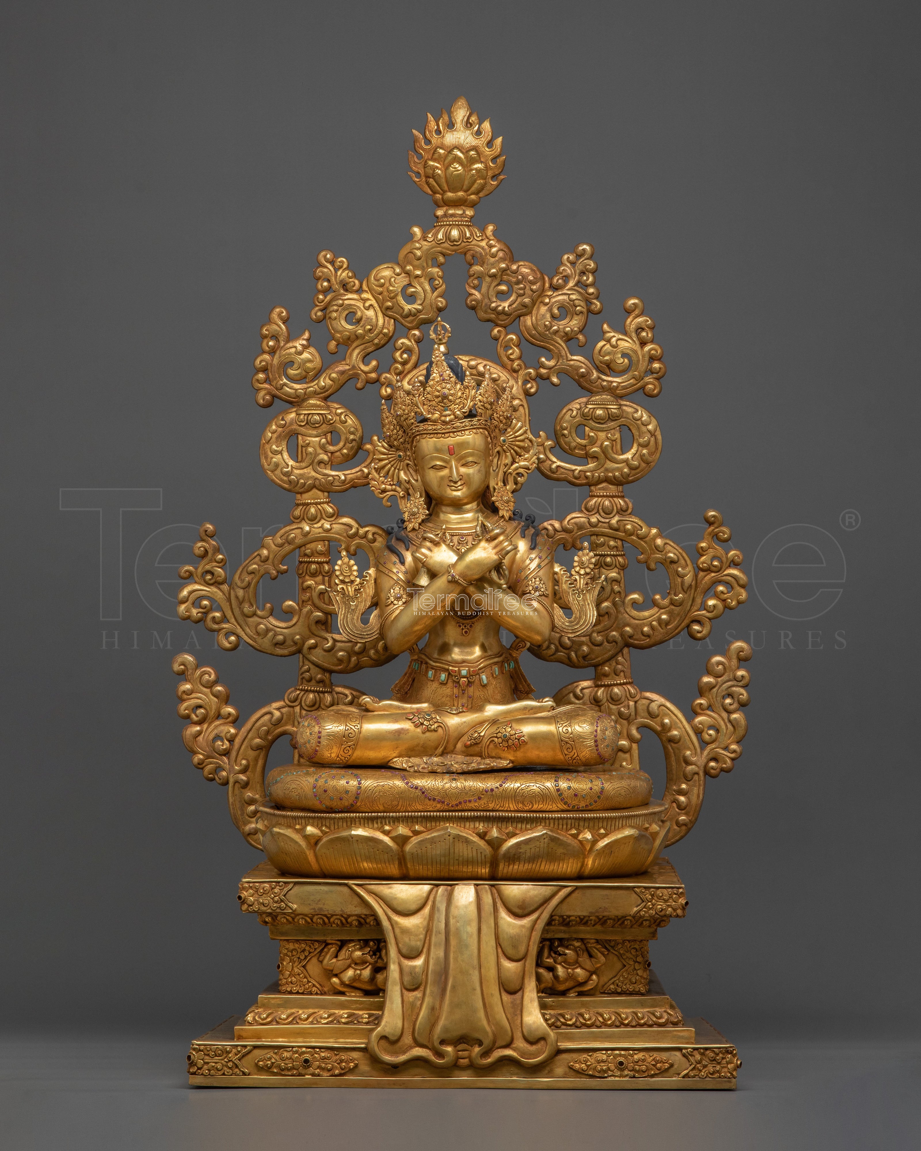 Vajradhara Tibetan Figurine: Exquisite Gilded Copper Masterpiece