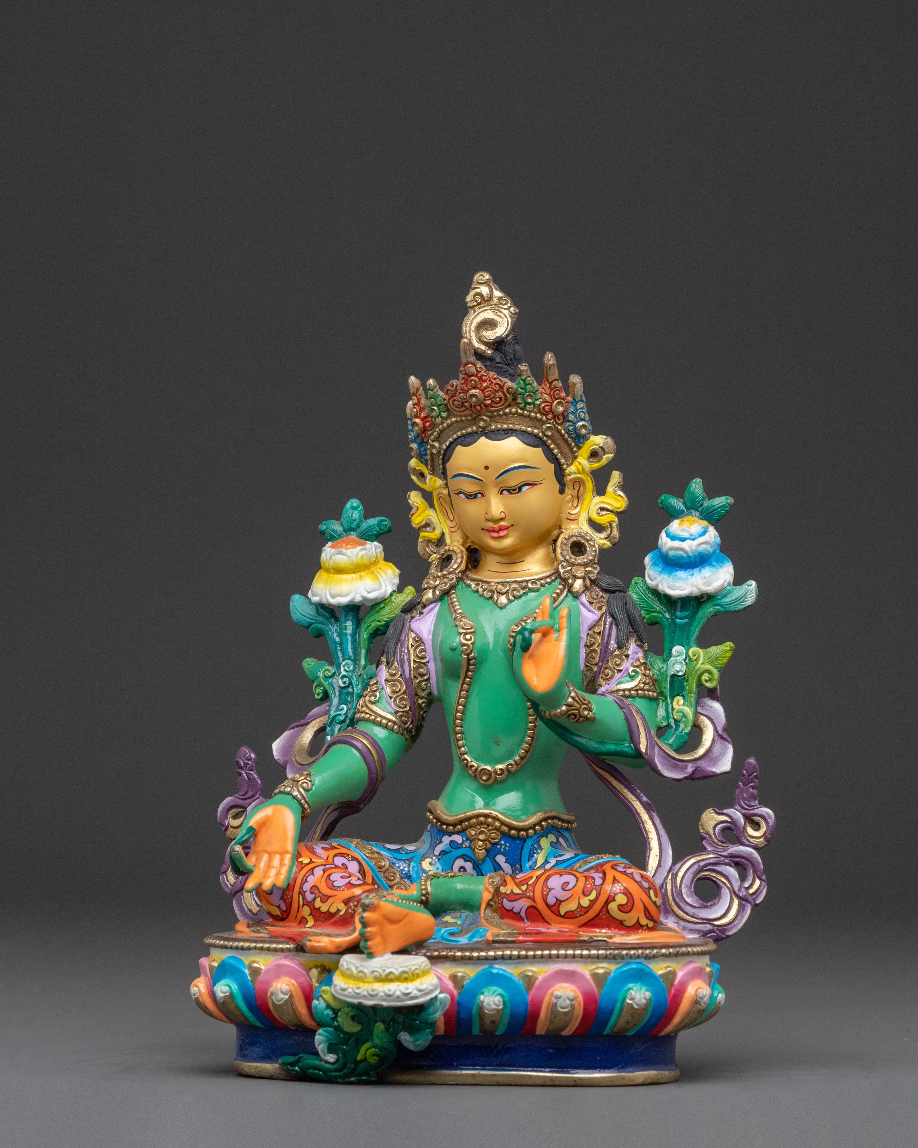 Green Tara Swift Compassion Statue | Hand-Gilded Copper