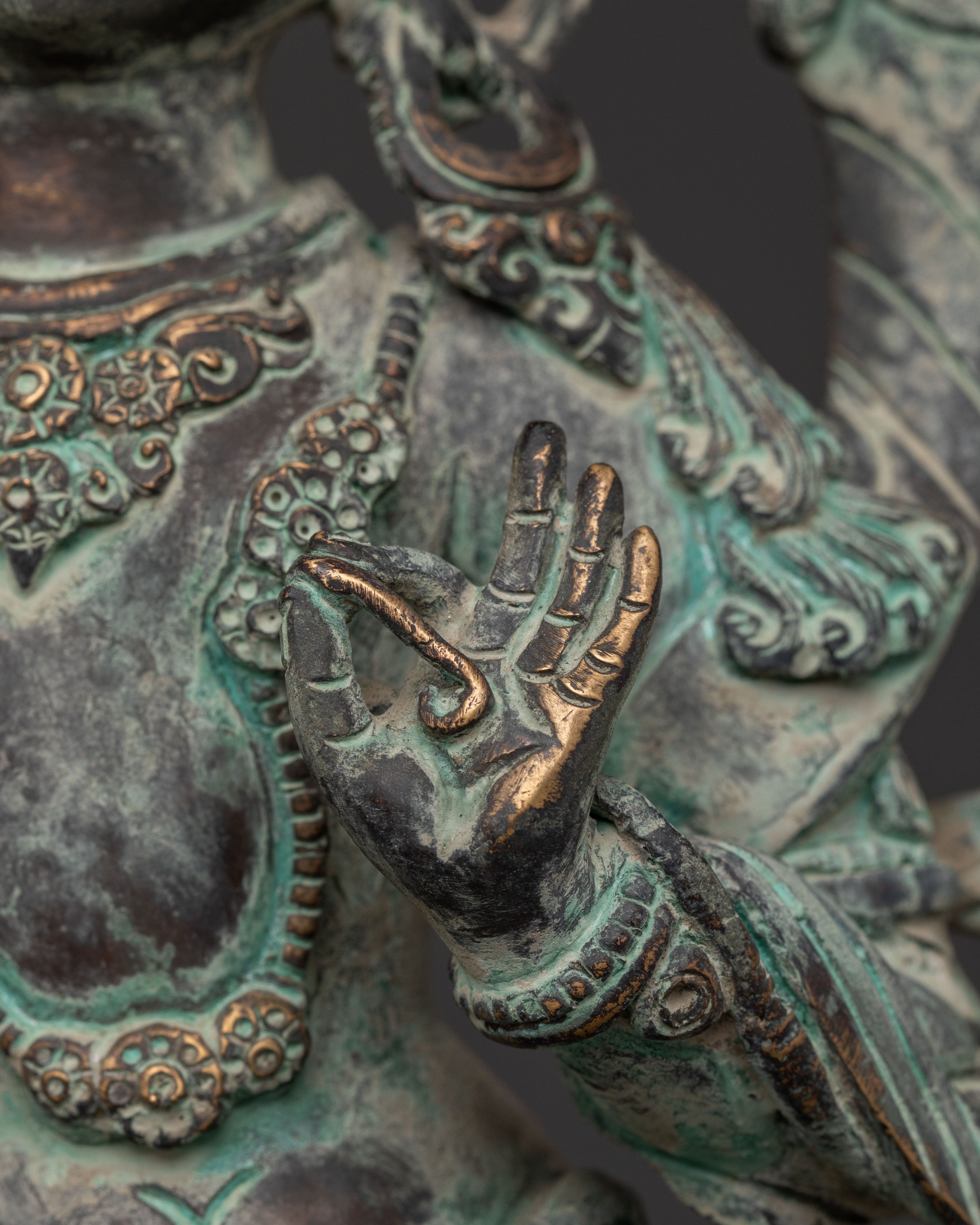 Manjushri Statue with Antique Finish | Wisdom Figure