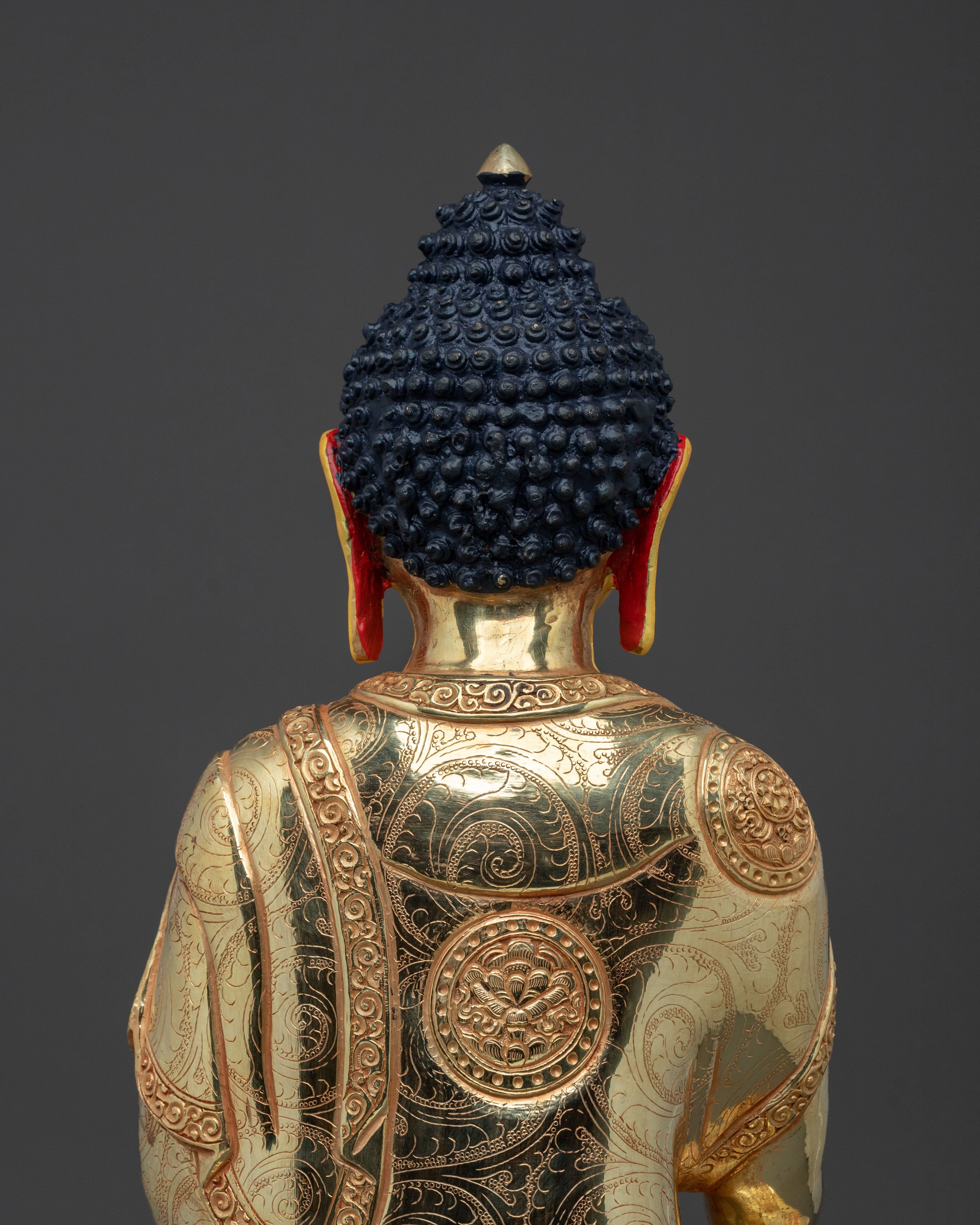 Elegant Shakyamuni Buddha Sculpture | 24K Gold Gilded