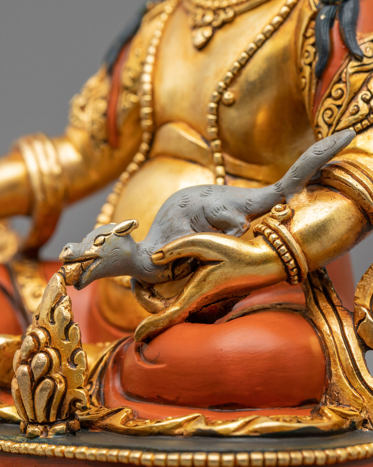 Dzambhala 24K Gold Plated Sculpture | Tibetan Figurine