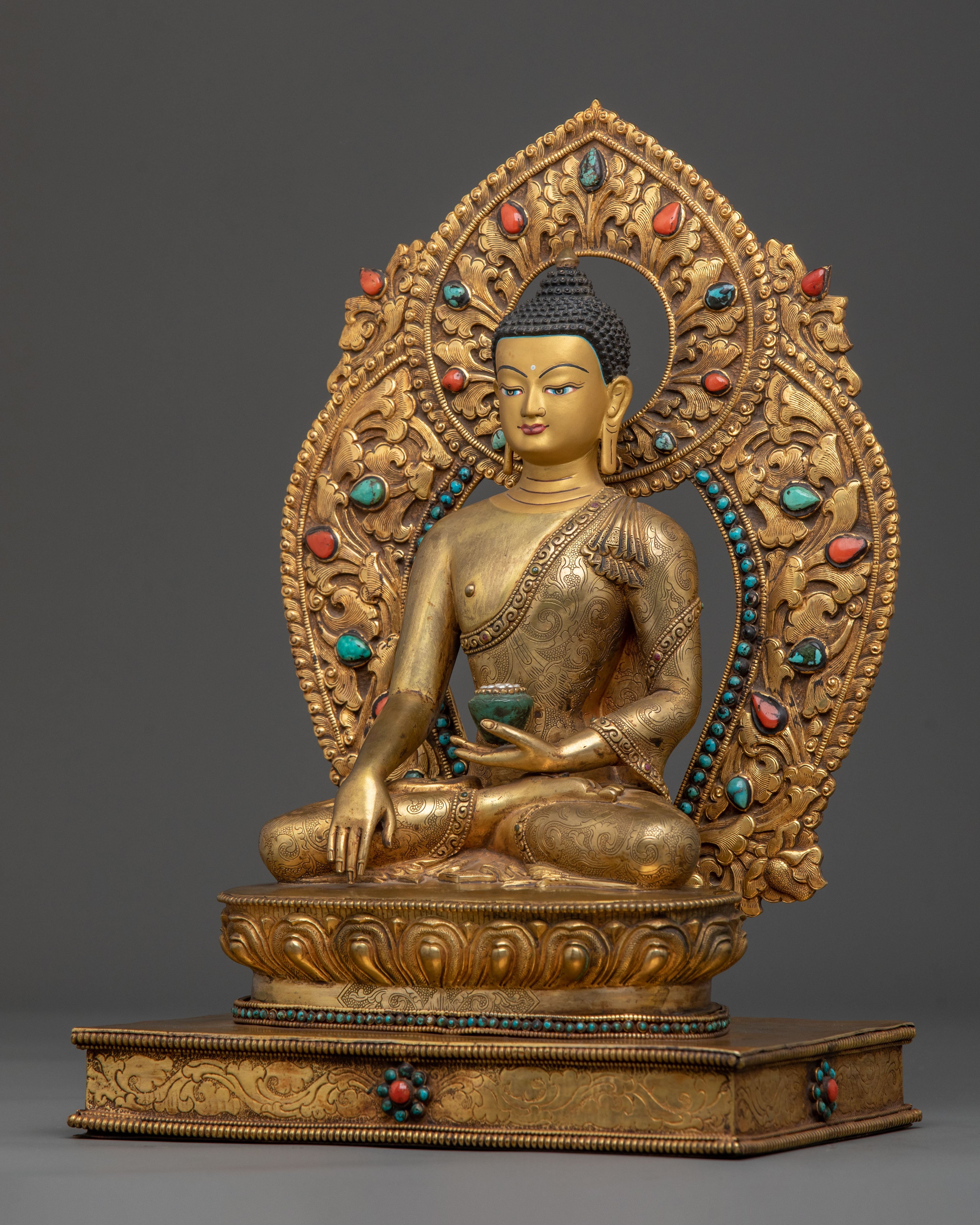 Sacred Three Buddha Handcrafted Statue Set in Premium 24K Gold