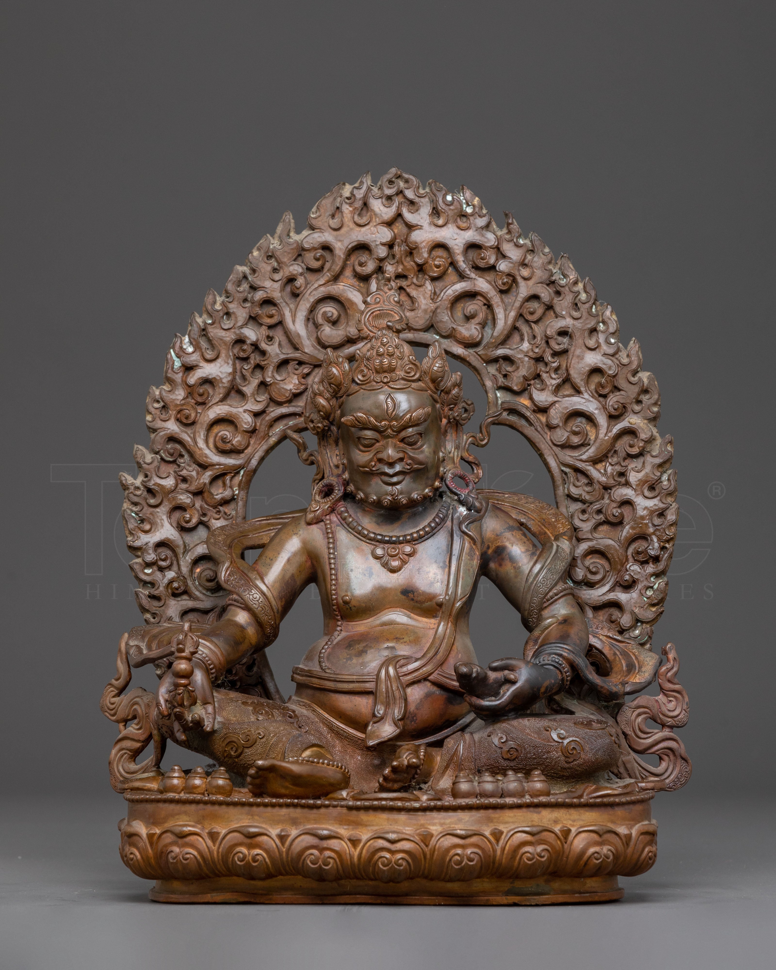 Dzambhala Statue of Wealth and Abundance – Antique Oxidized Copper