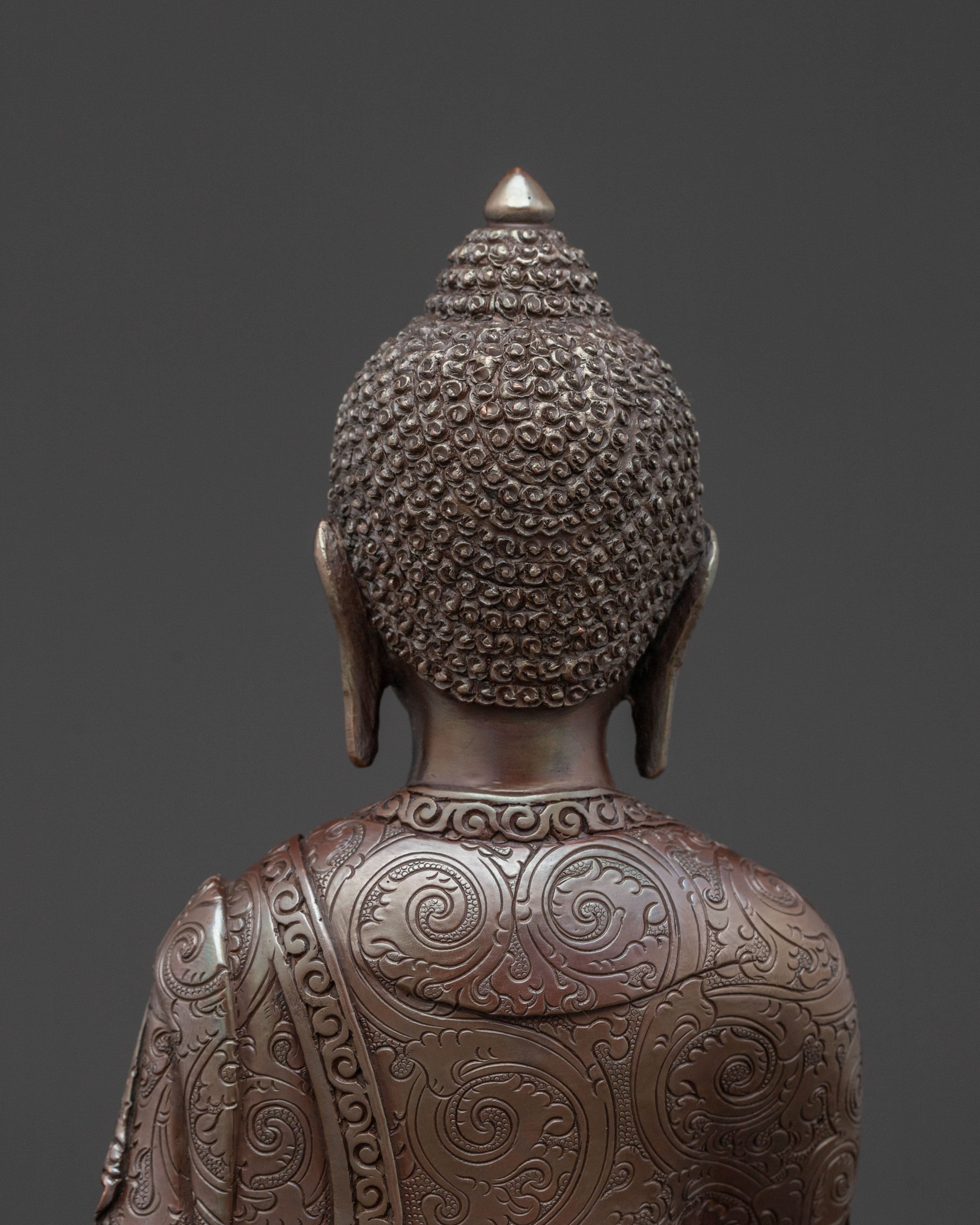Shakyamuni Buddha Copper Oxidized Statue: Serene Himalayan Art