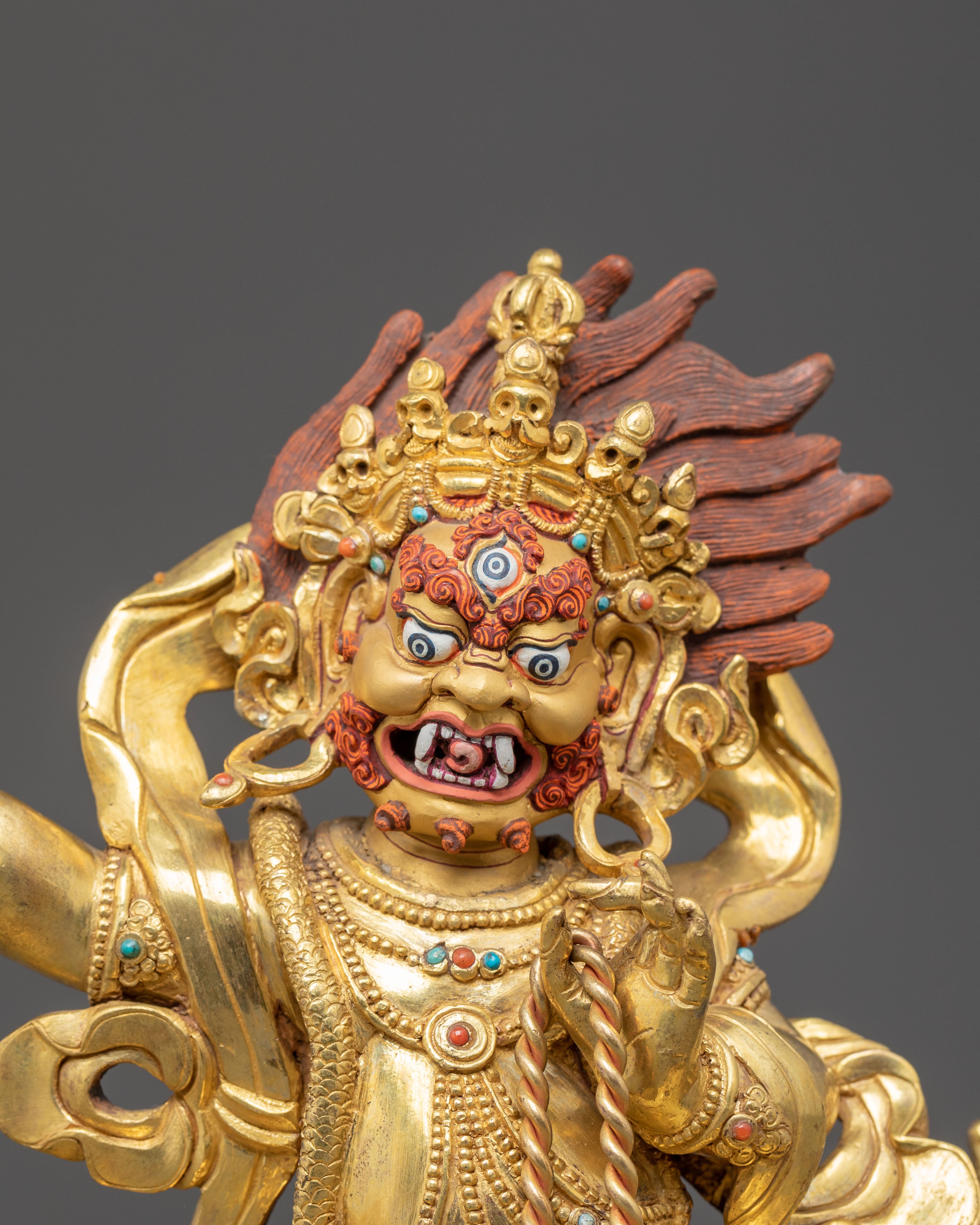 Golden Vajrapani Handmade Statue of Protection | Fierce Guardian
