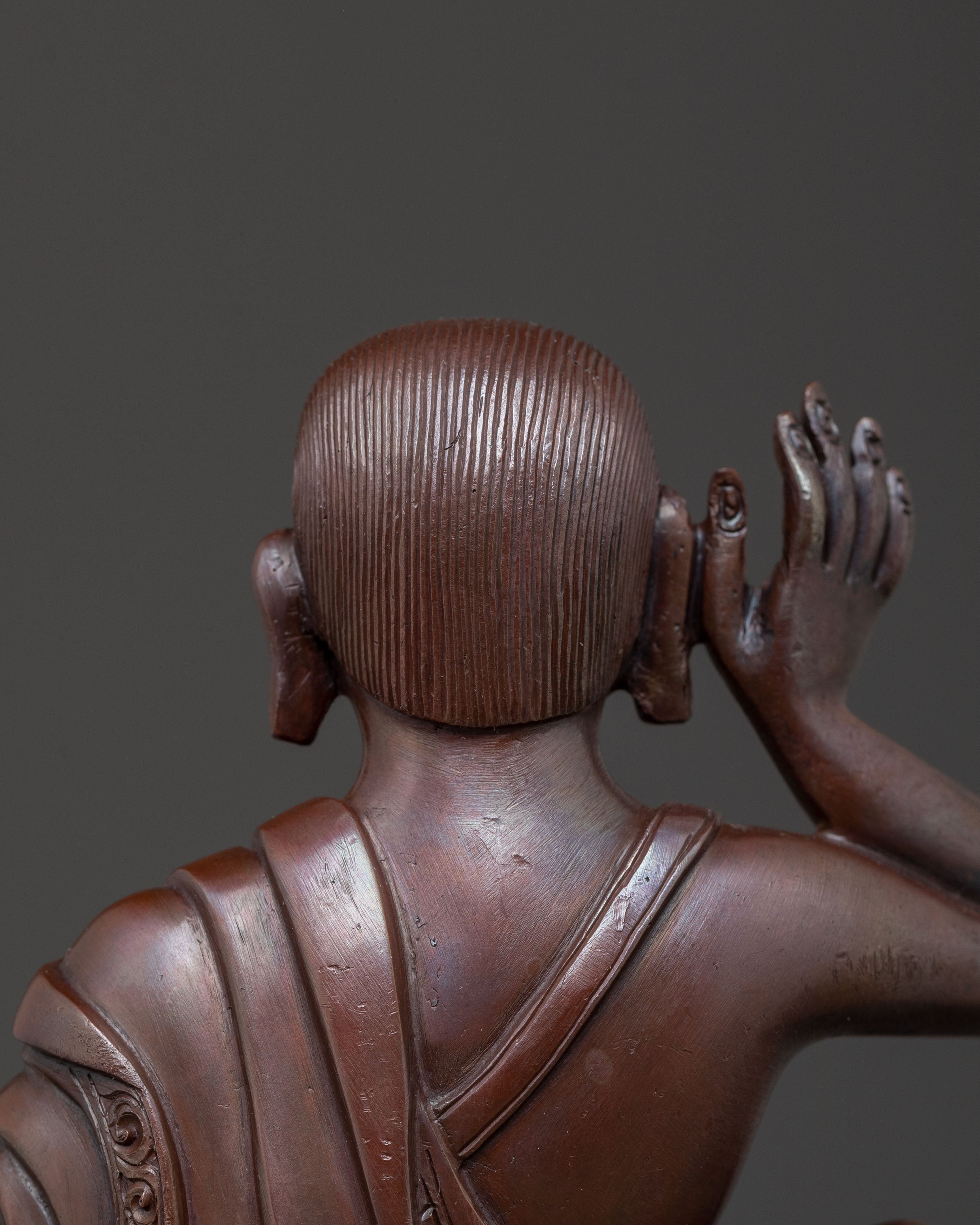 Milarepa Oxidized Copper Sculpture: Serene Sage