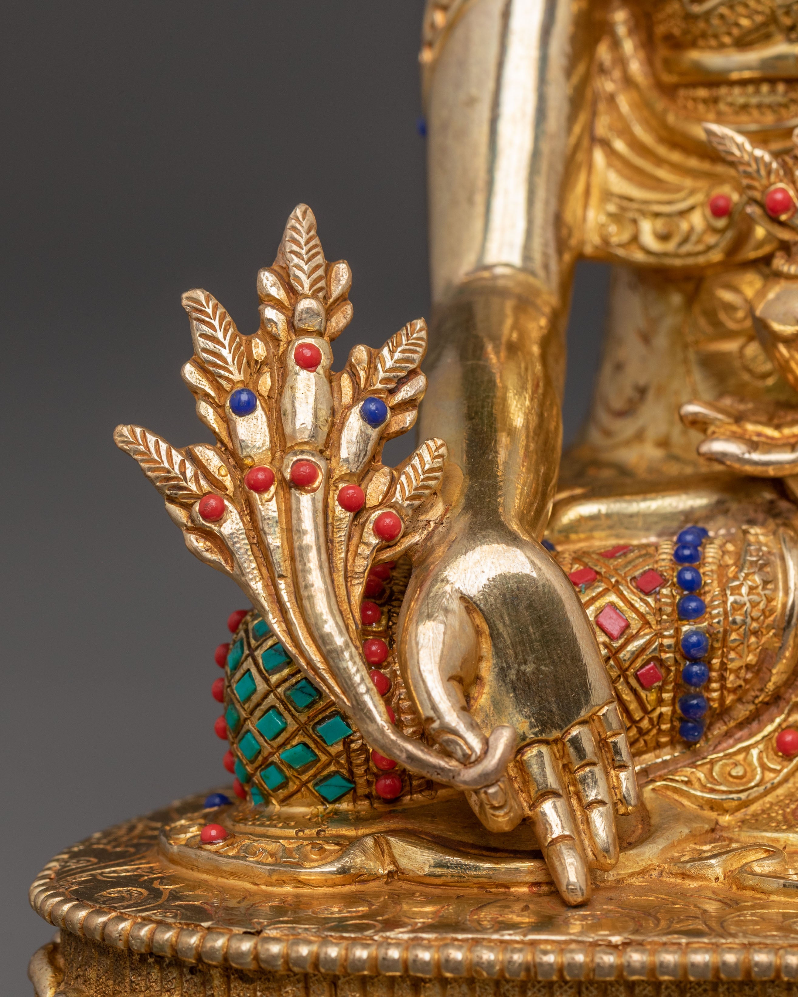 Handcrafted Medicine Buddha Blessing Statue - Gilded Copper Statue