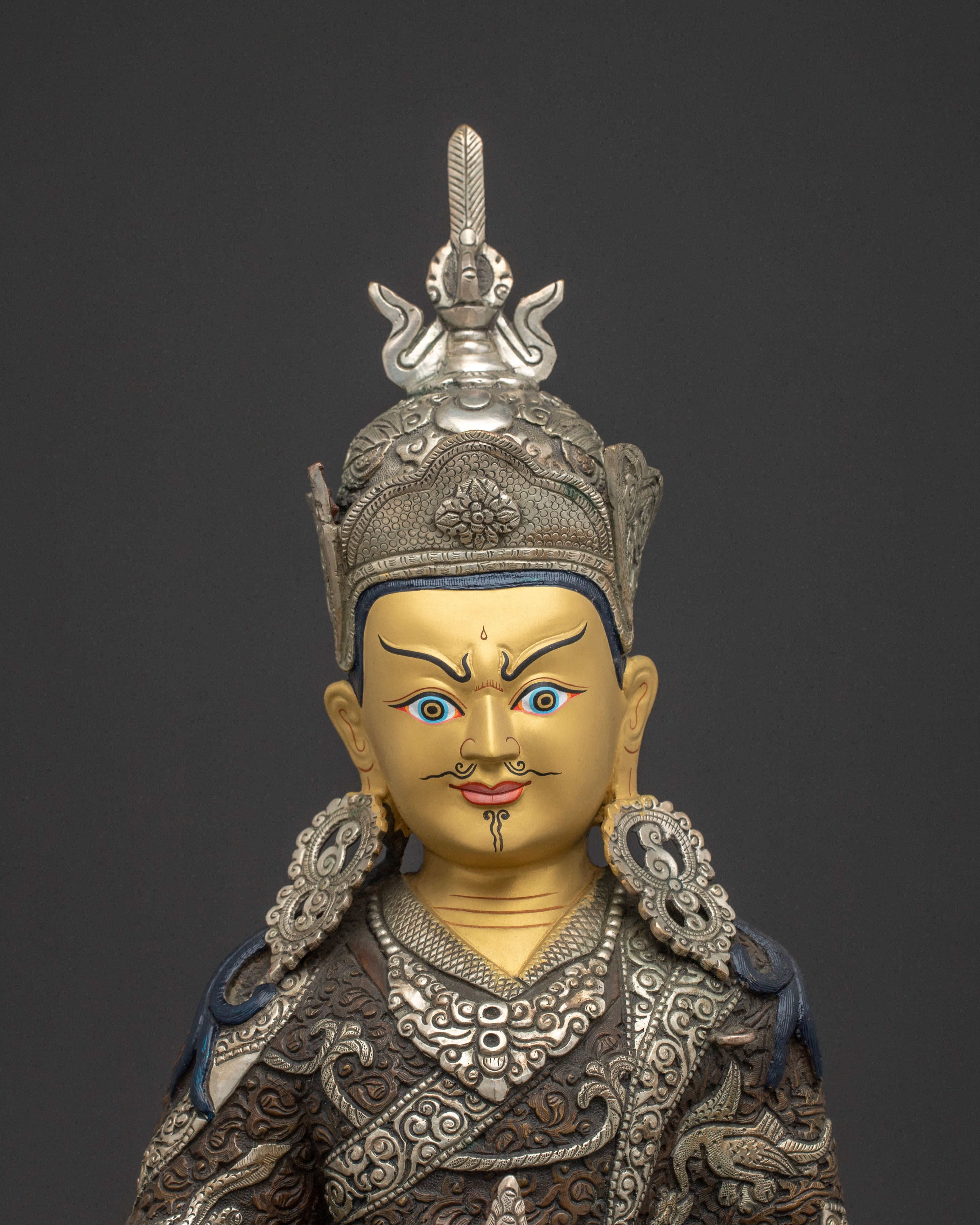 Padmasambhava Copper Statue for Altars – Hand-Gilded Serenity