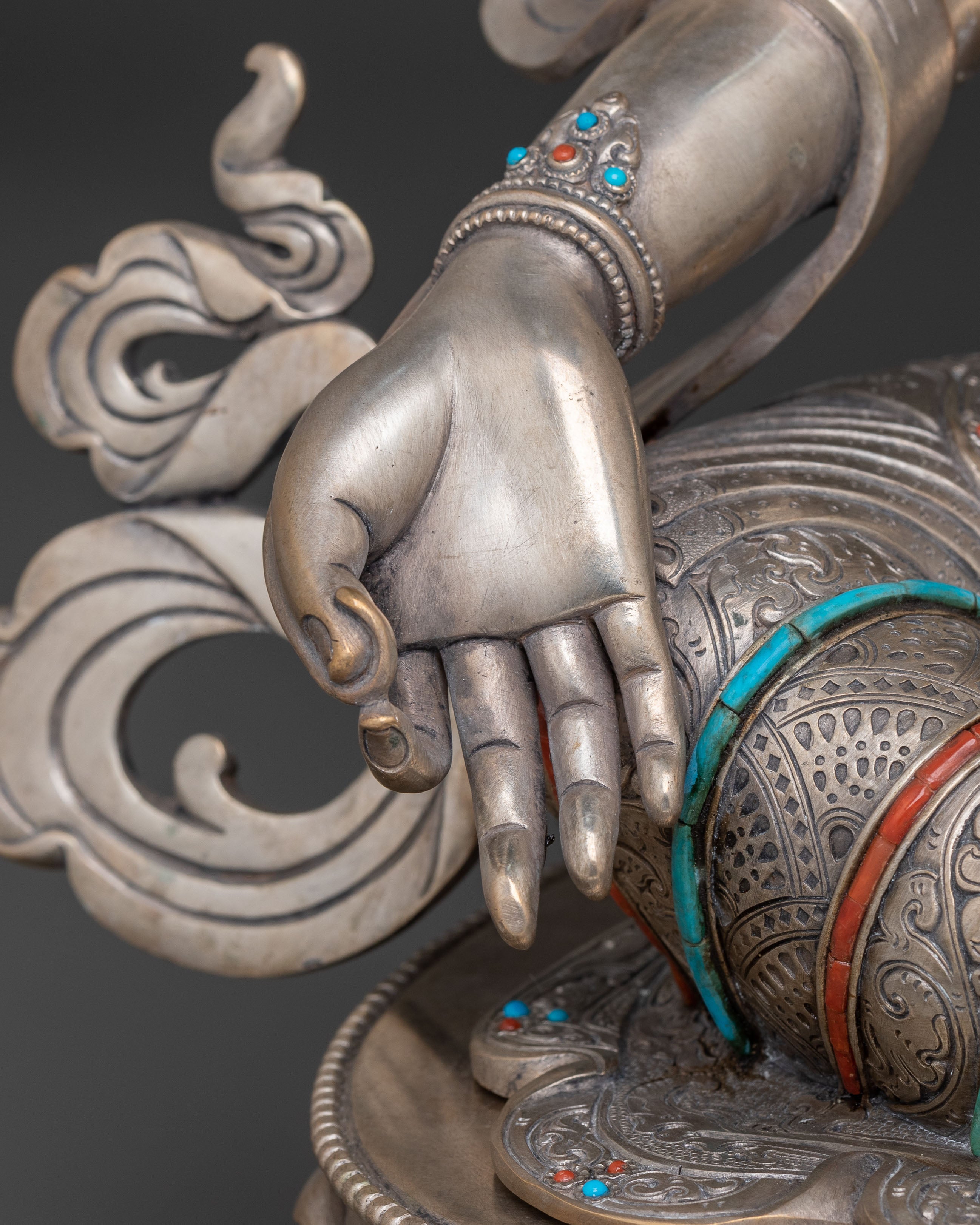Green Tara Silver Statue | Swift Protector