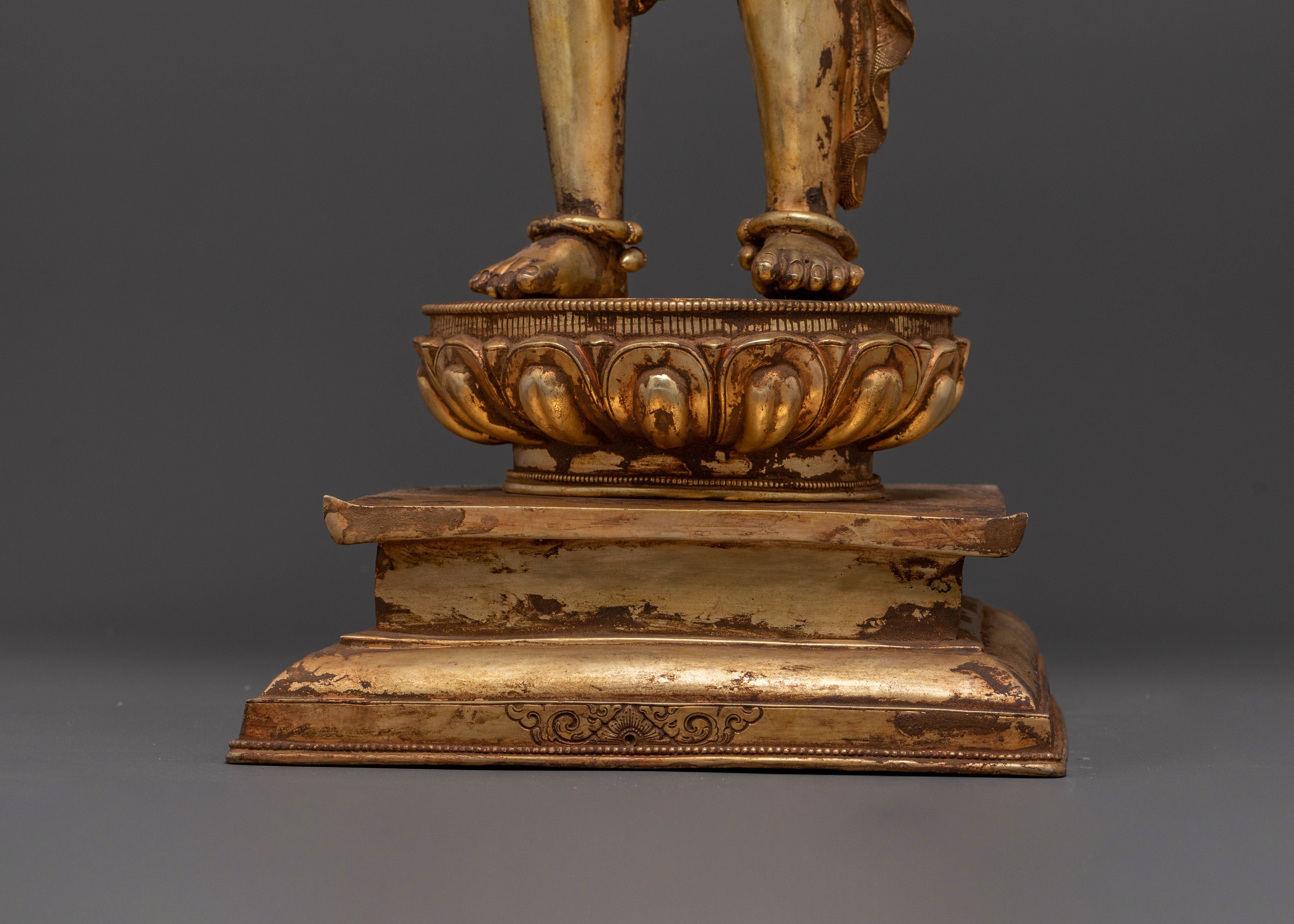Handcrafted Lokeshwor Blessing Statue | 24K Gold Gilded Antique Statue