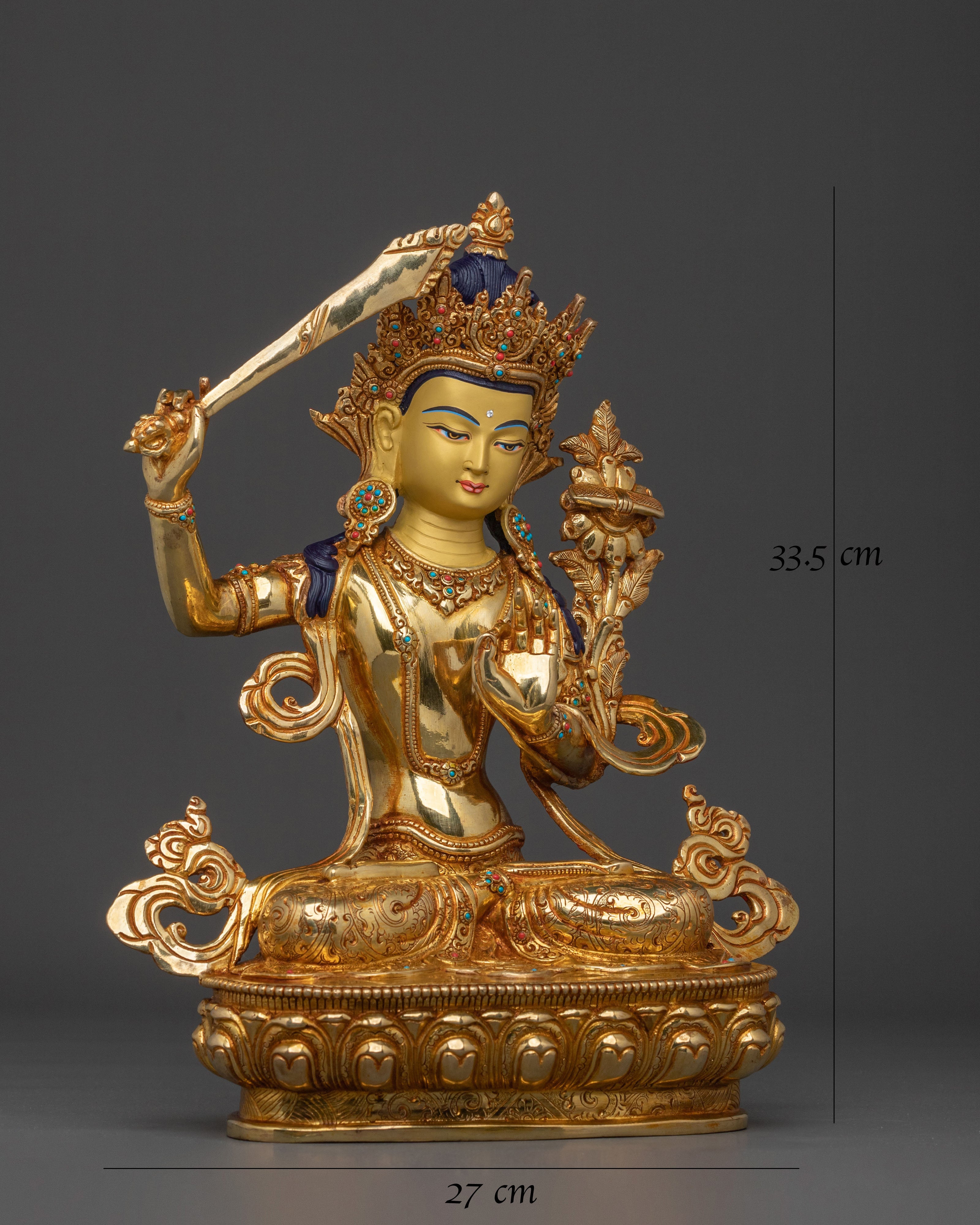 Manjughoṣa Golden Statue | Tibetan Buddhist Protector