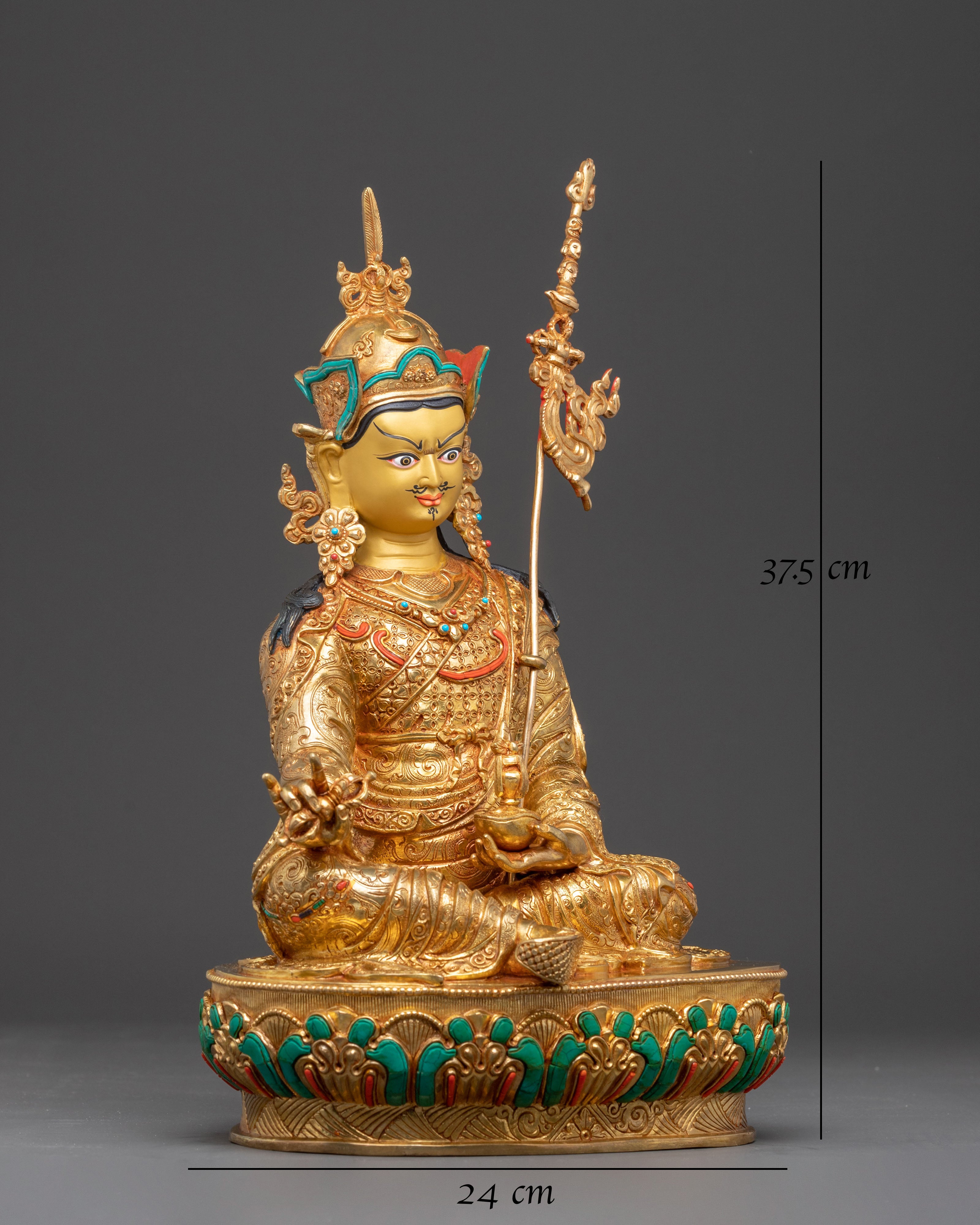 Handmade Golden Guru Rinpoche Statue | Precious Guru Padmasambhava