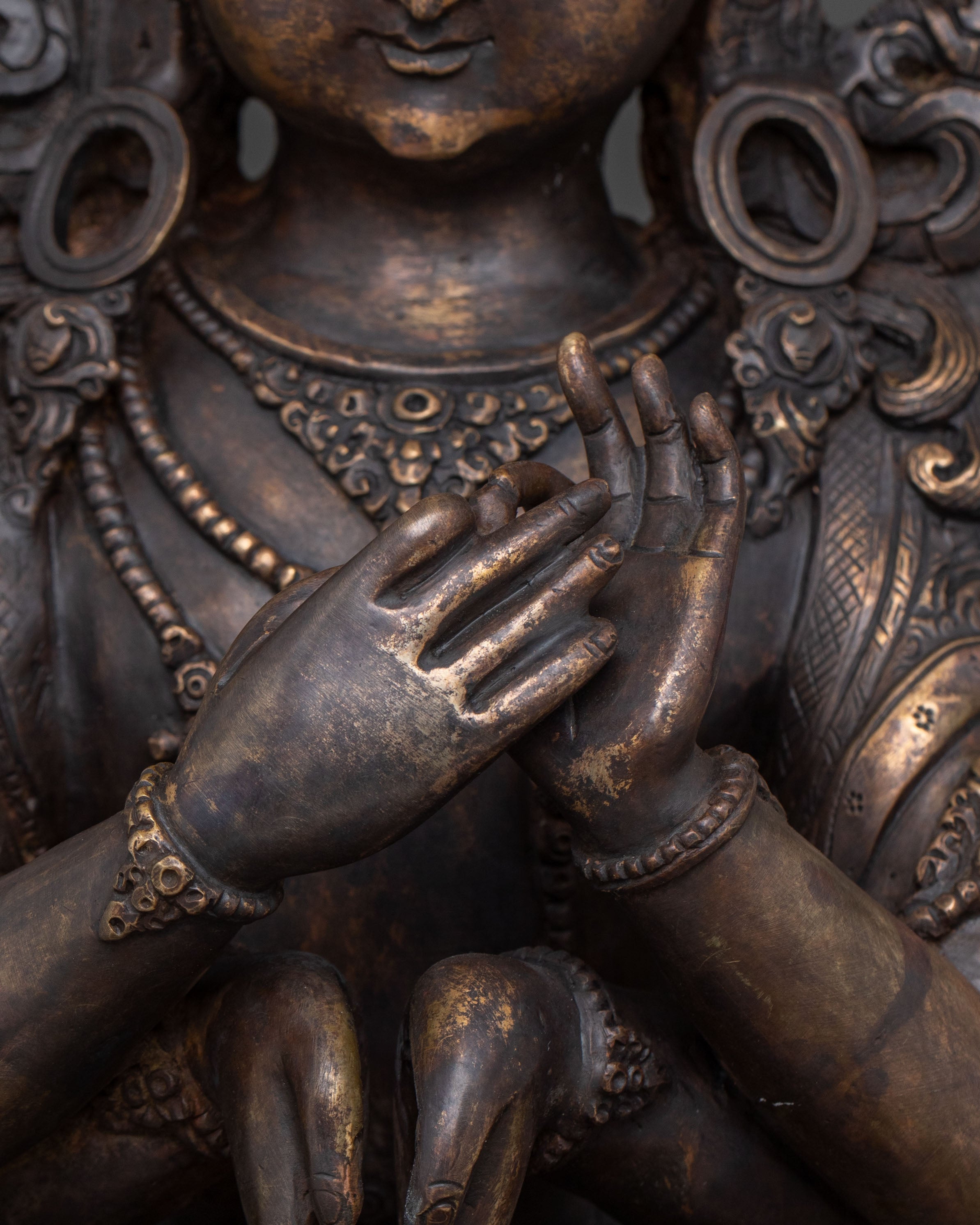 Namasangati Sacred Statue | Finish Oxidized Copper Buddhist Sculpture