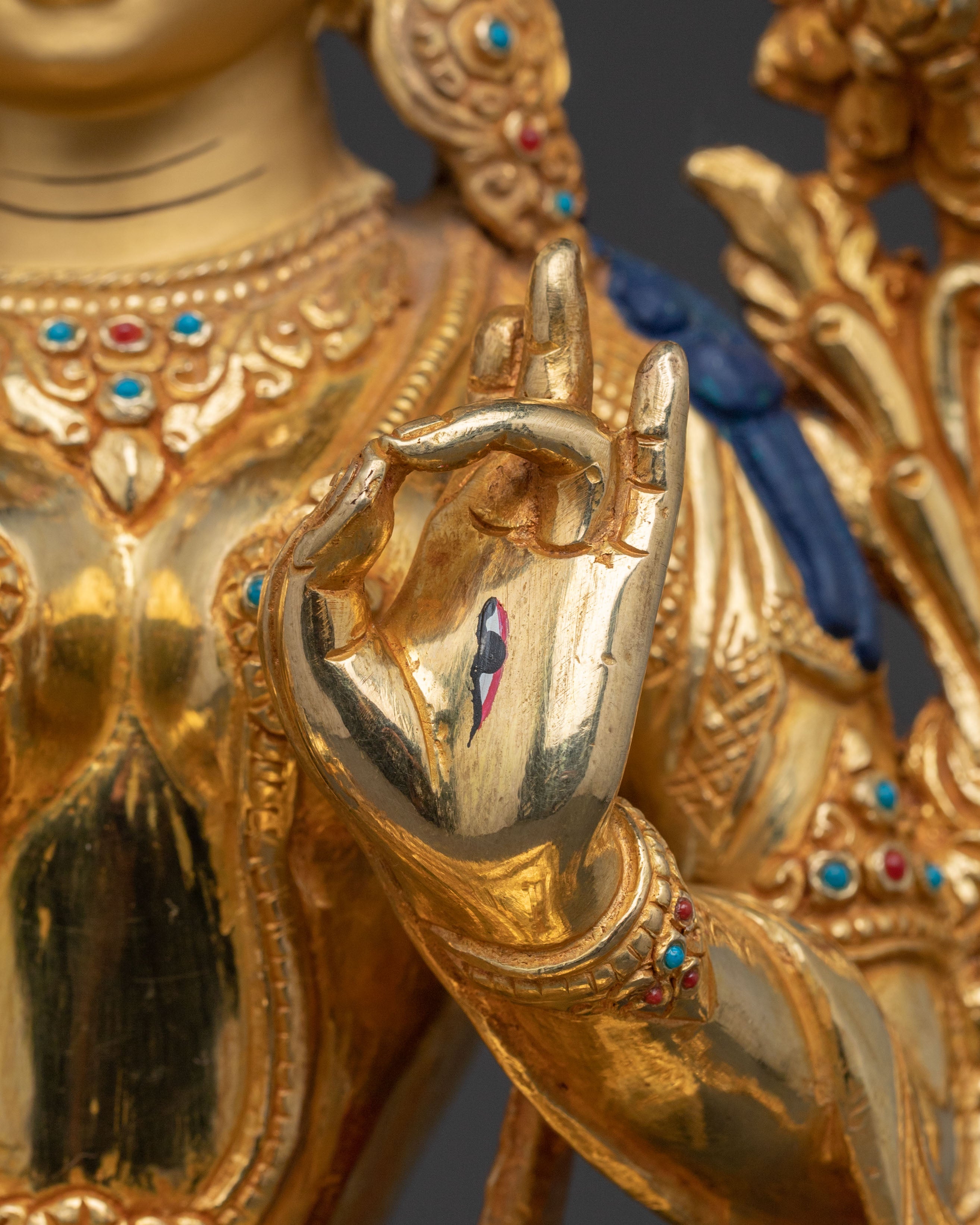 Sacred 24k Gold Gilded Copper White Tara Statue