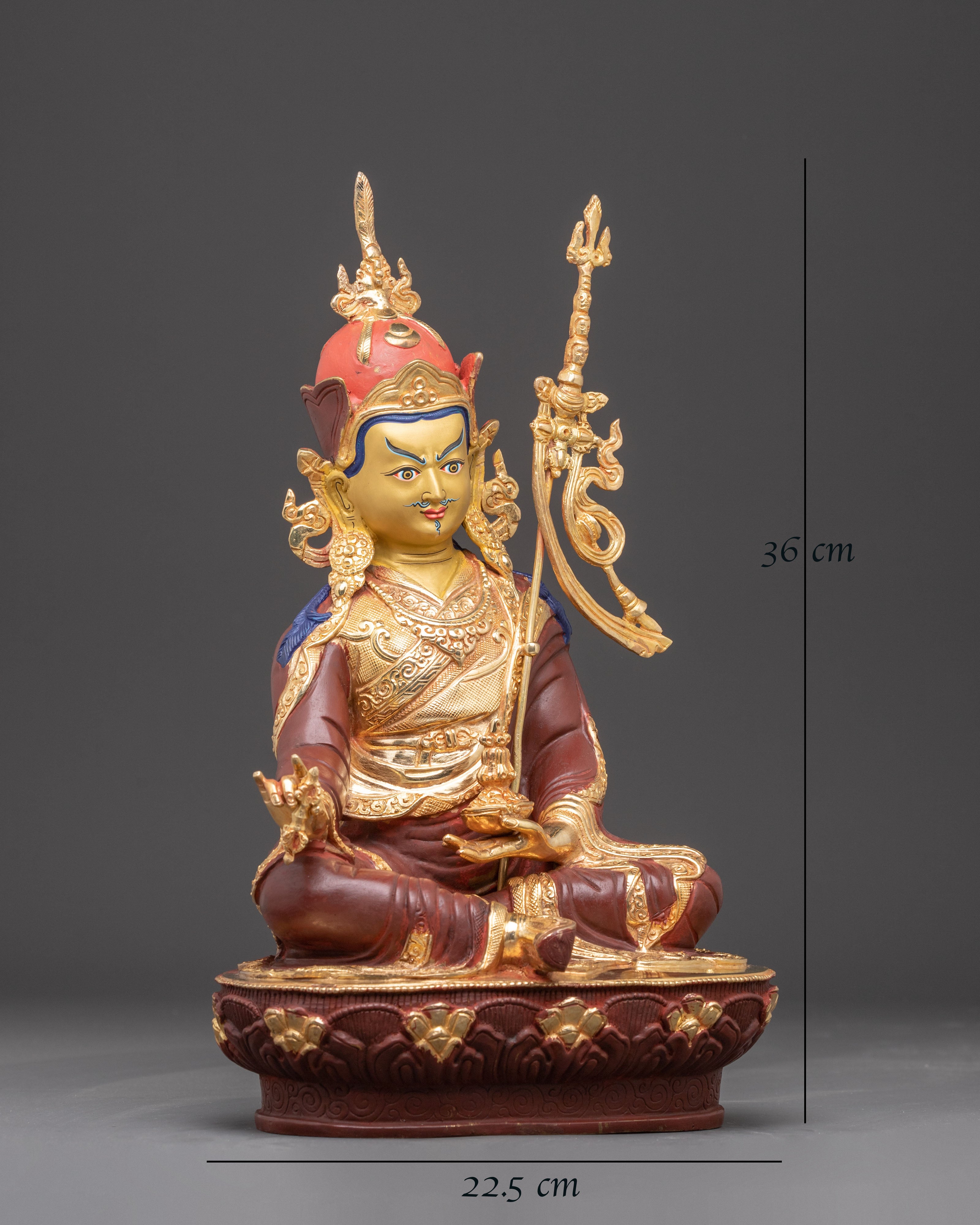 Nepalese Handcrafted Guru Rinpoche Copper Statue