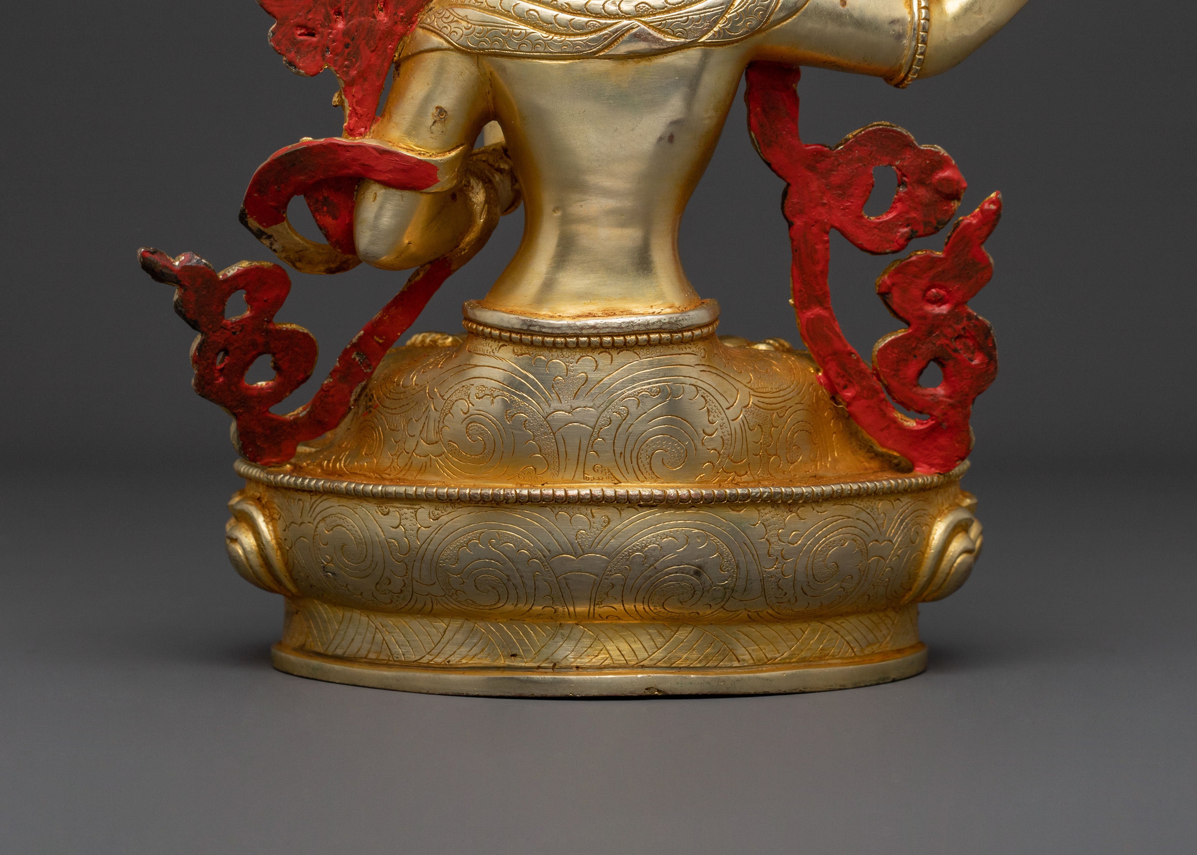 Manjushri Statue Protector of Knowledge | 24k Gold-Glided Sculpture