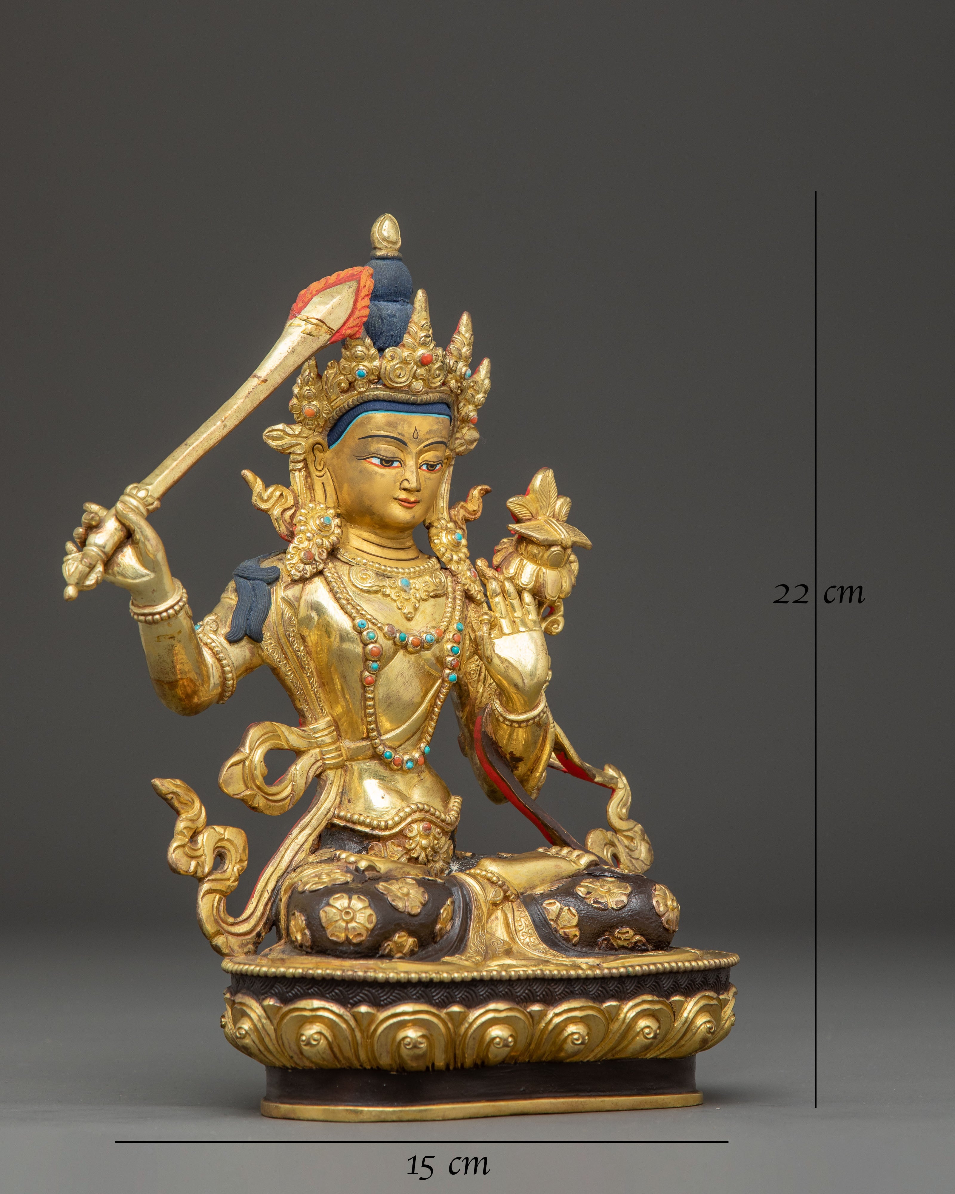 Golden Manjushri Statue of Power and Wisdom