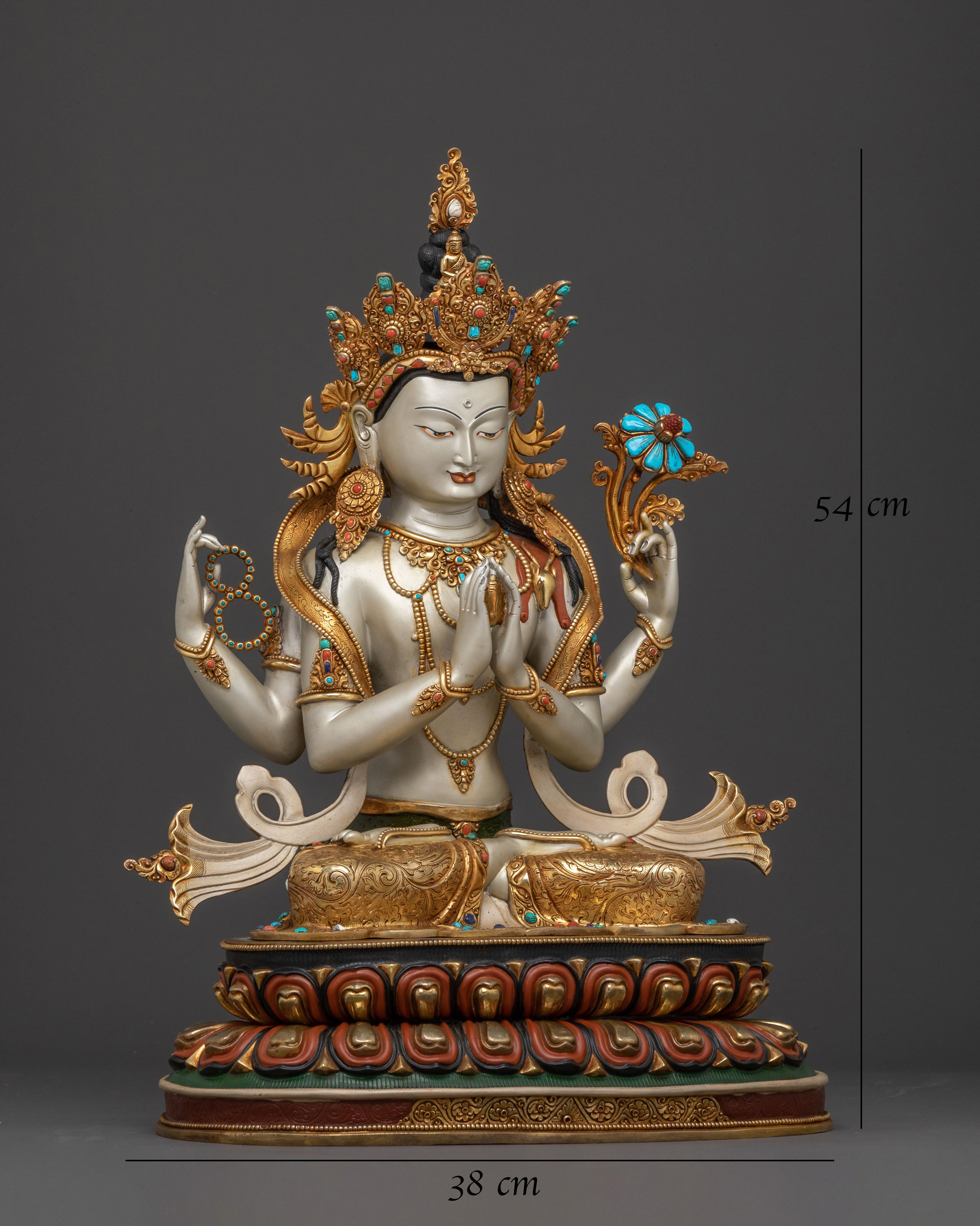 Chenrezig 24K Gold Gilded Icon of Compassion