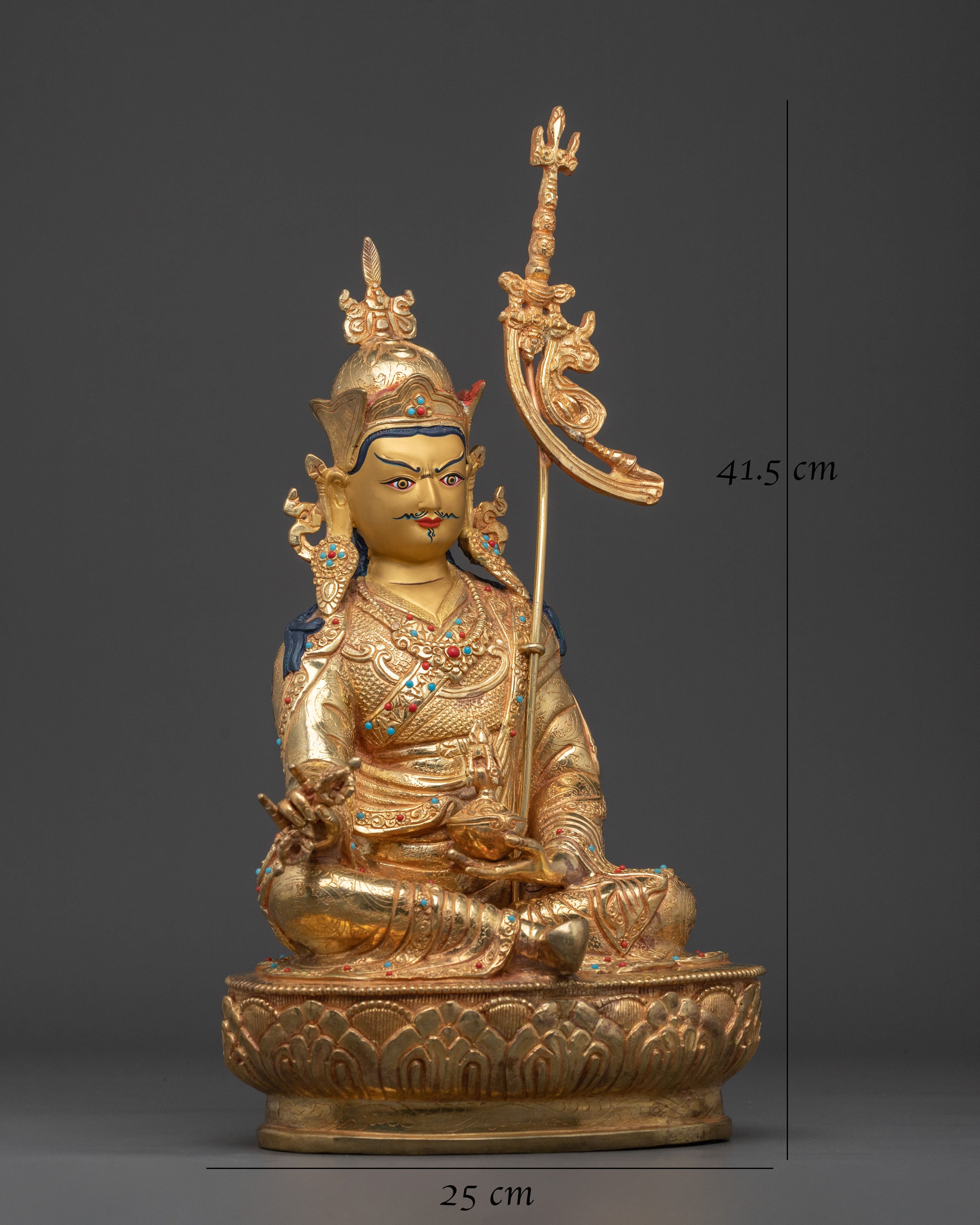 Guru Rinpoche 24K Gold Gilded Sculpture | Home Decor