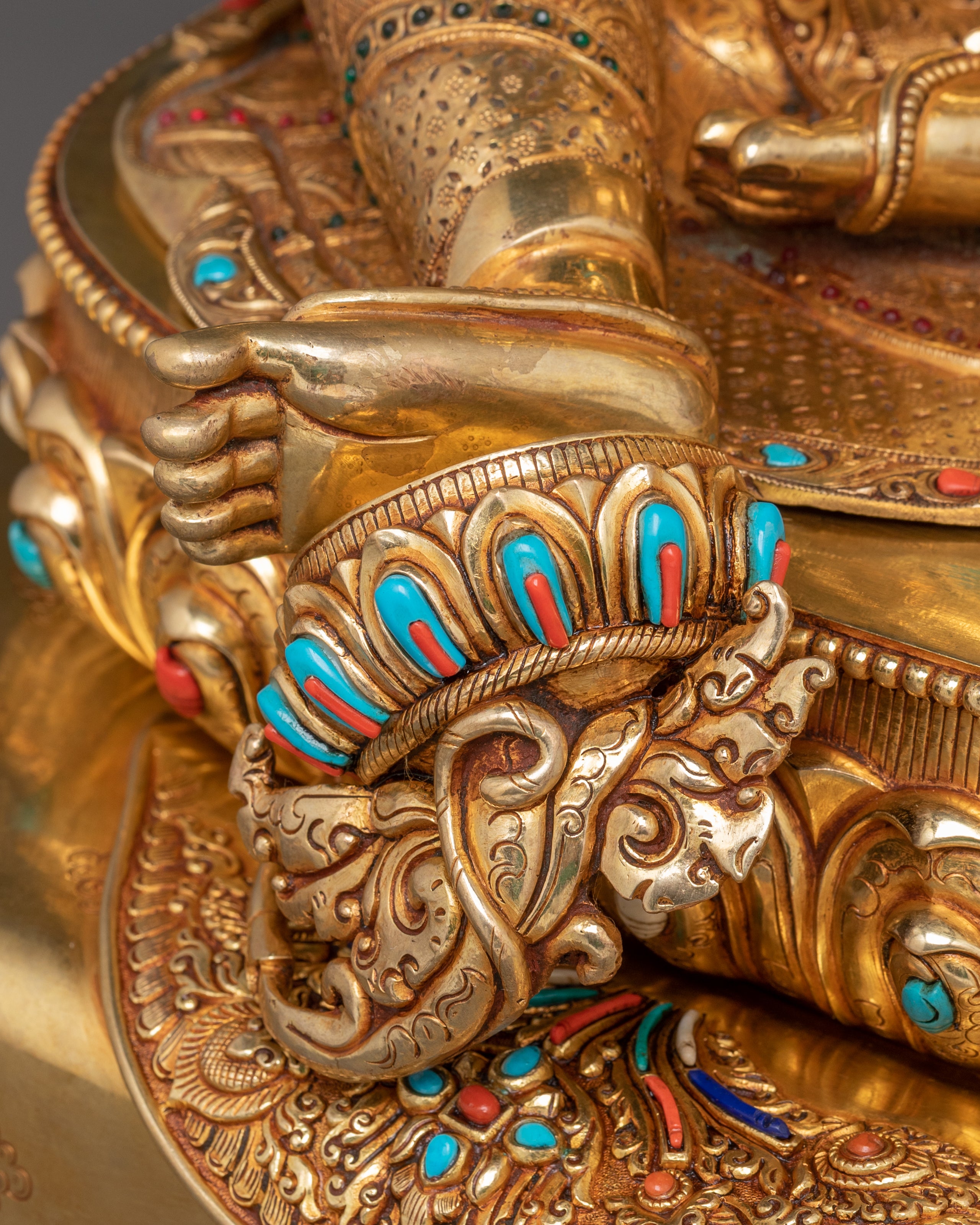 Golden Handmade Bodhisattva Set Statue | Sacred Buddhist Altar Display