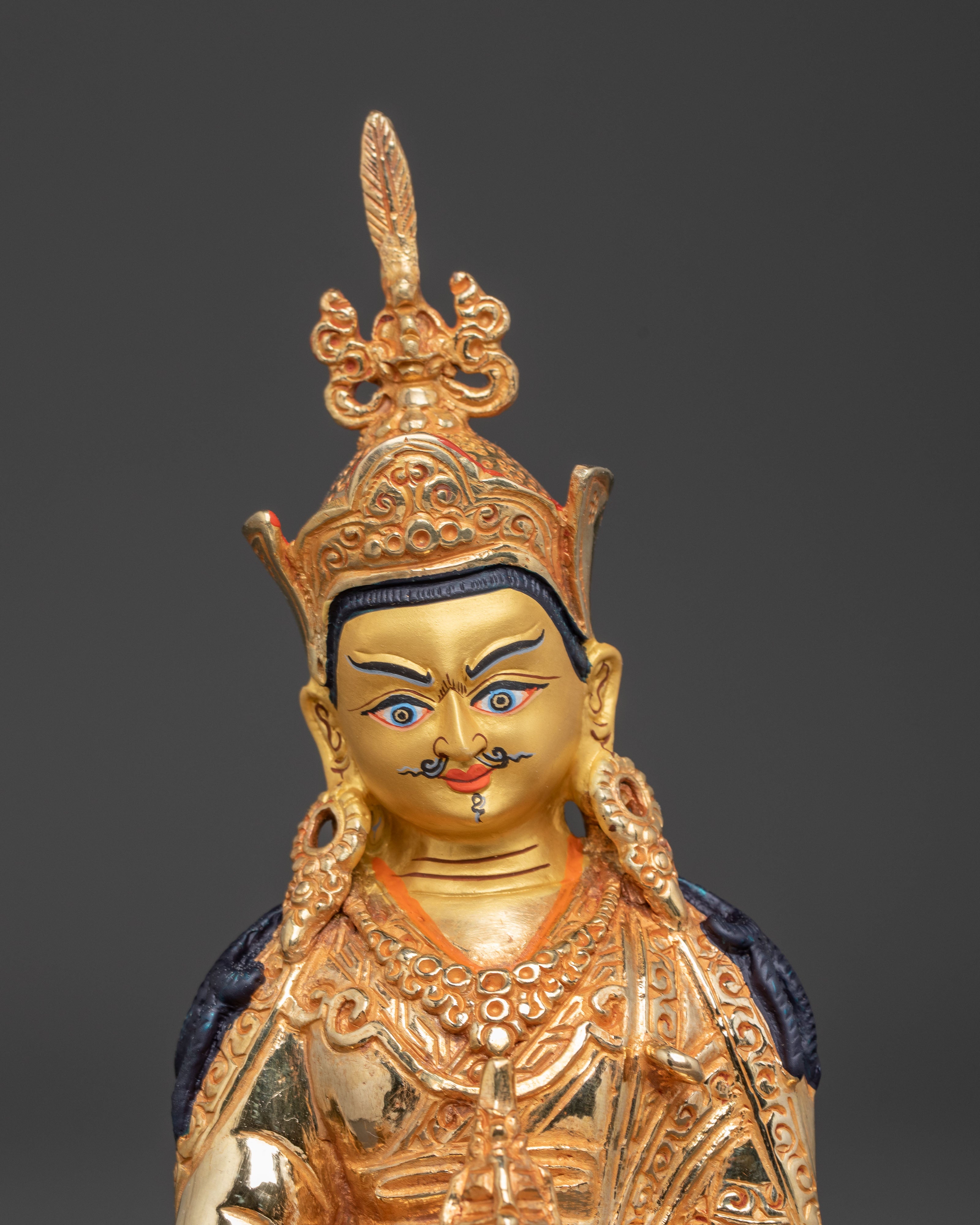 Master Piece Guru Rinpoche Handmade Statue – 24K Gold Gilded Artistry