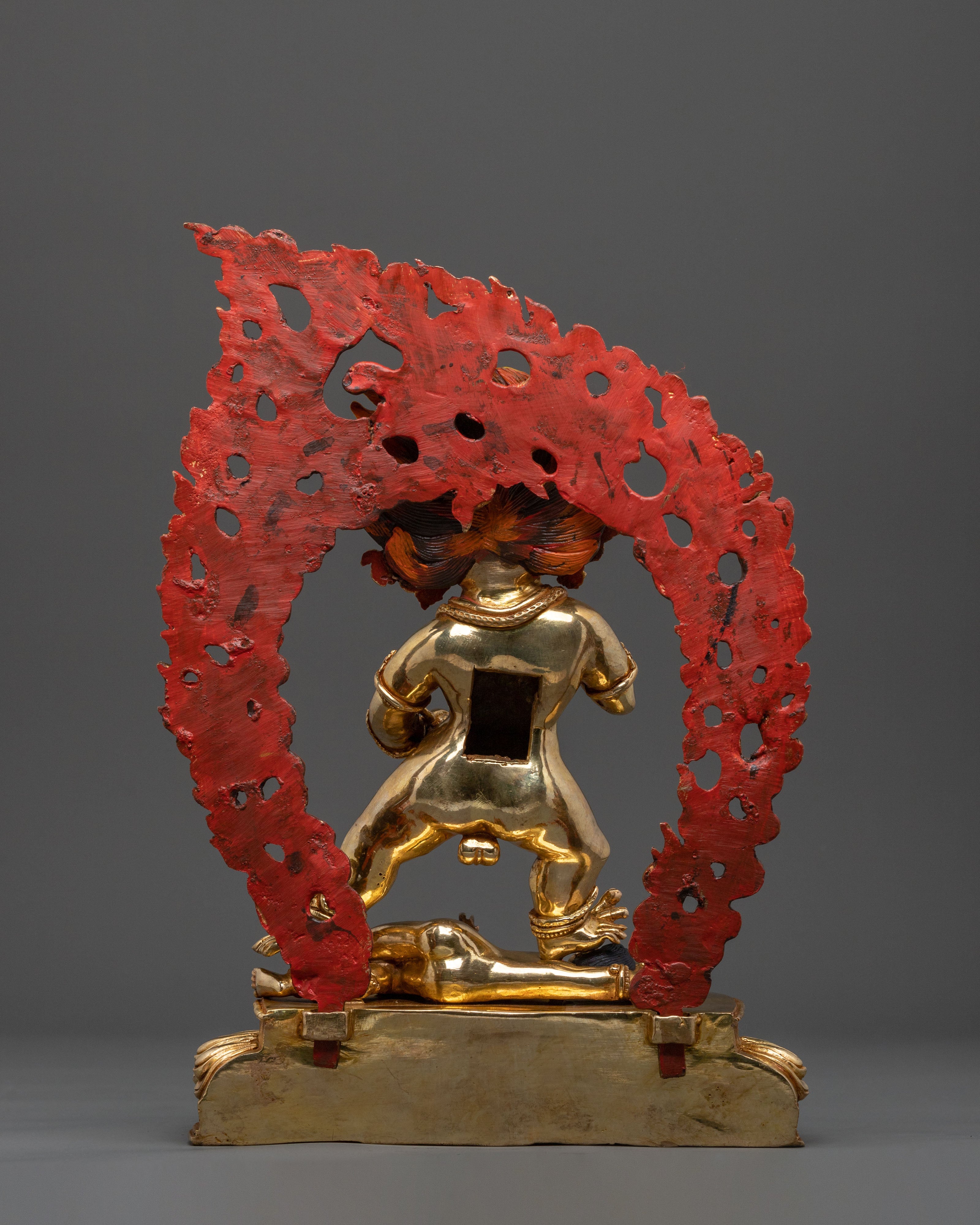 Black Dzambhala Fire Gold Gilded Statue | Wealth God