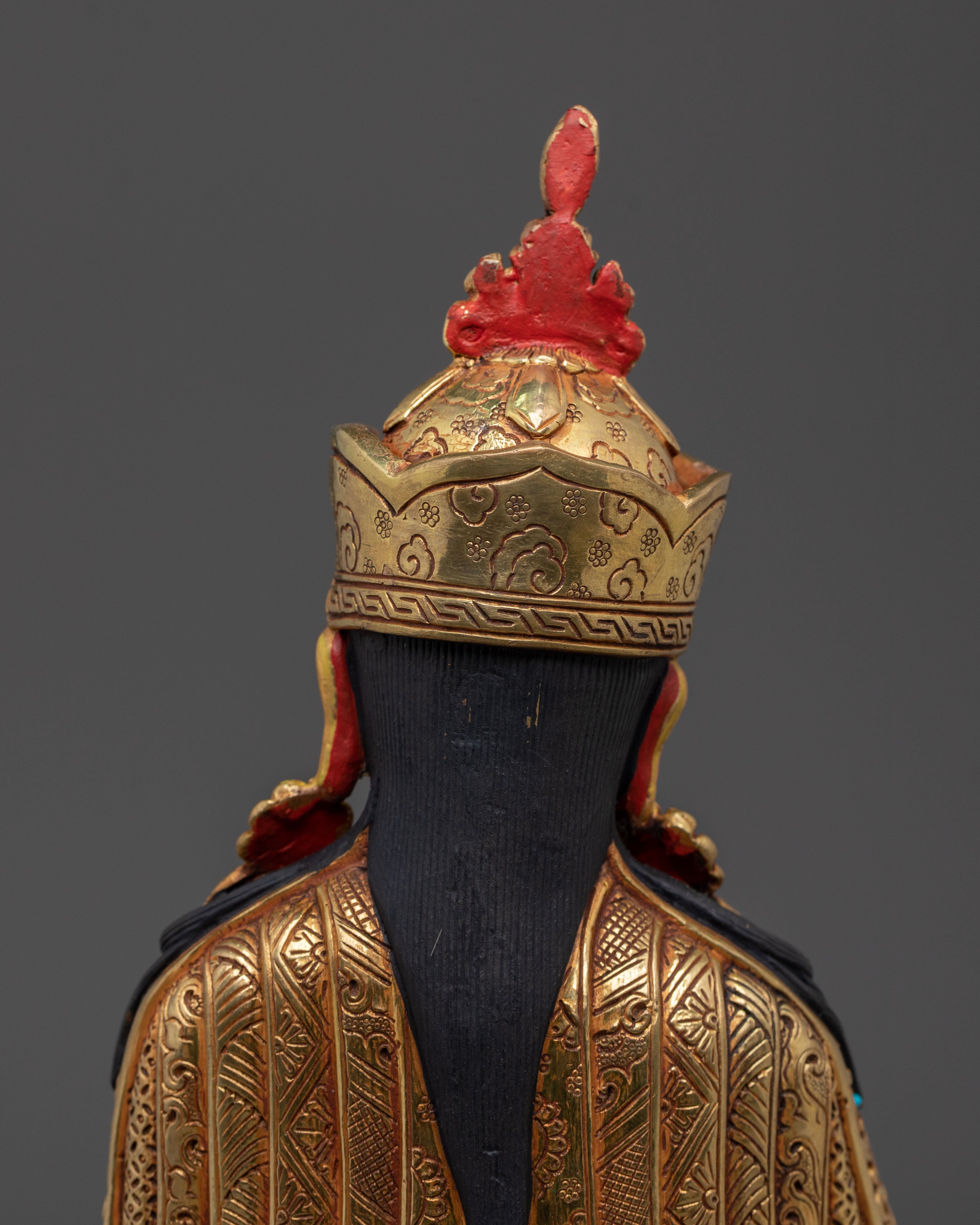Guru Rinpoche Fire Gold Gilded Statue | Himalayan Artistry