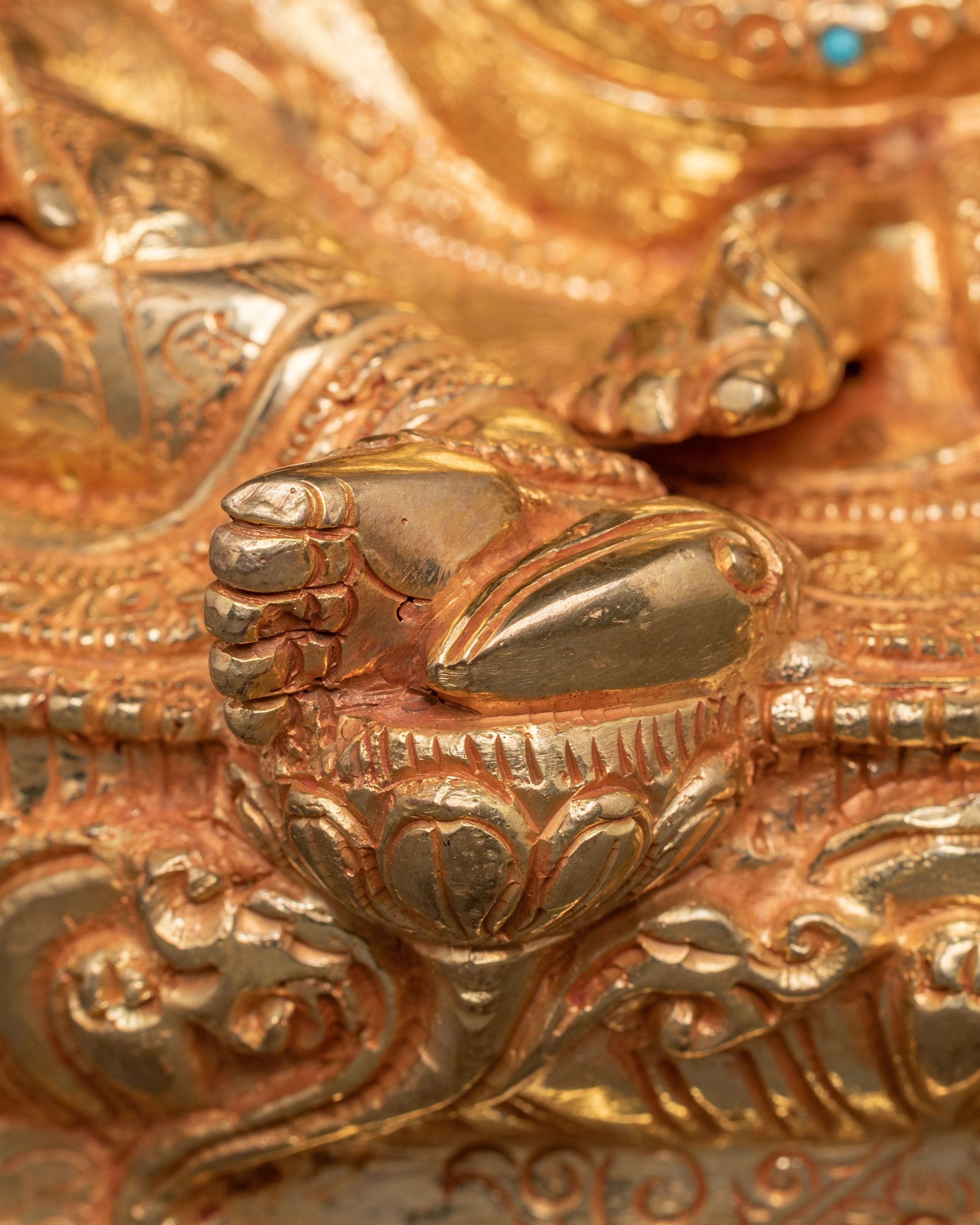 Handcrafted Wealth Deity Dzambhala Statue – Auspicious 24K Gold Gilded Sculpture