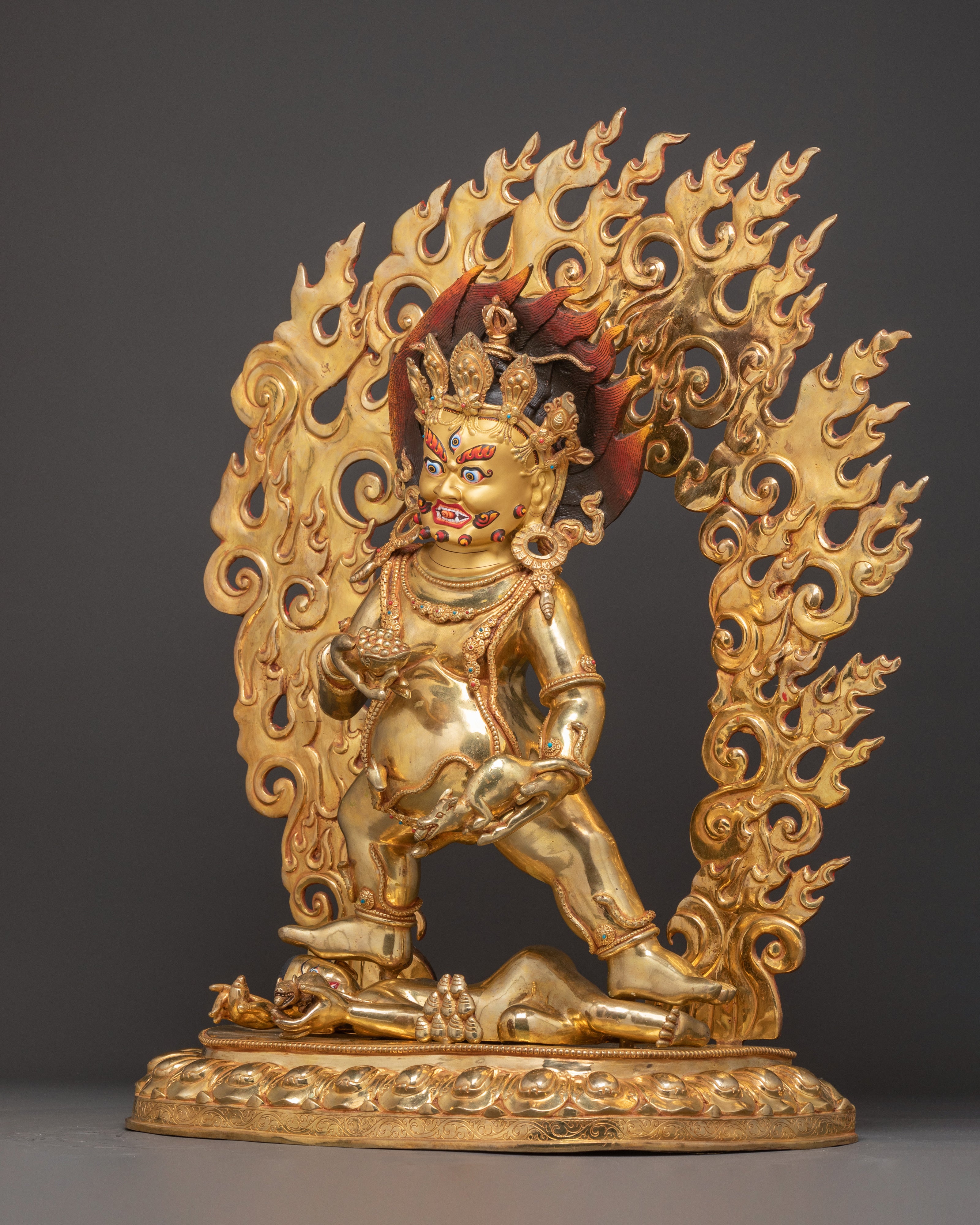 Handmade Black Dzambhala Buddhist Wealth Deity Sculpture