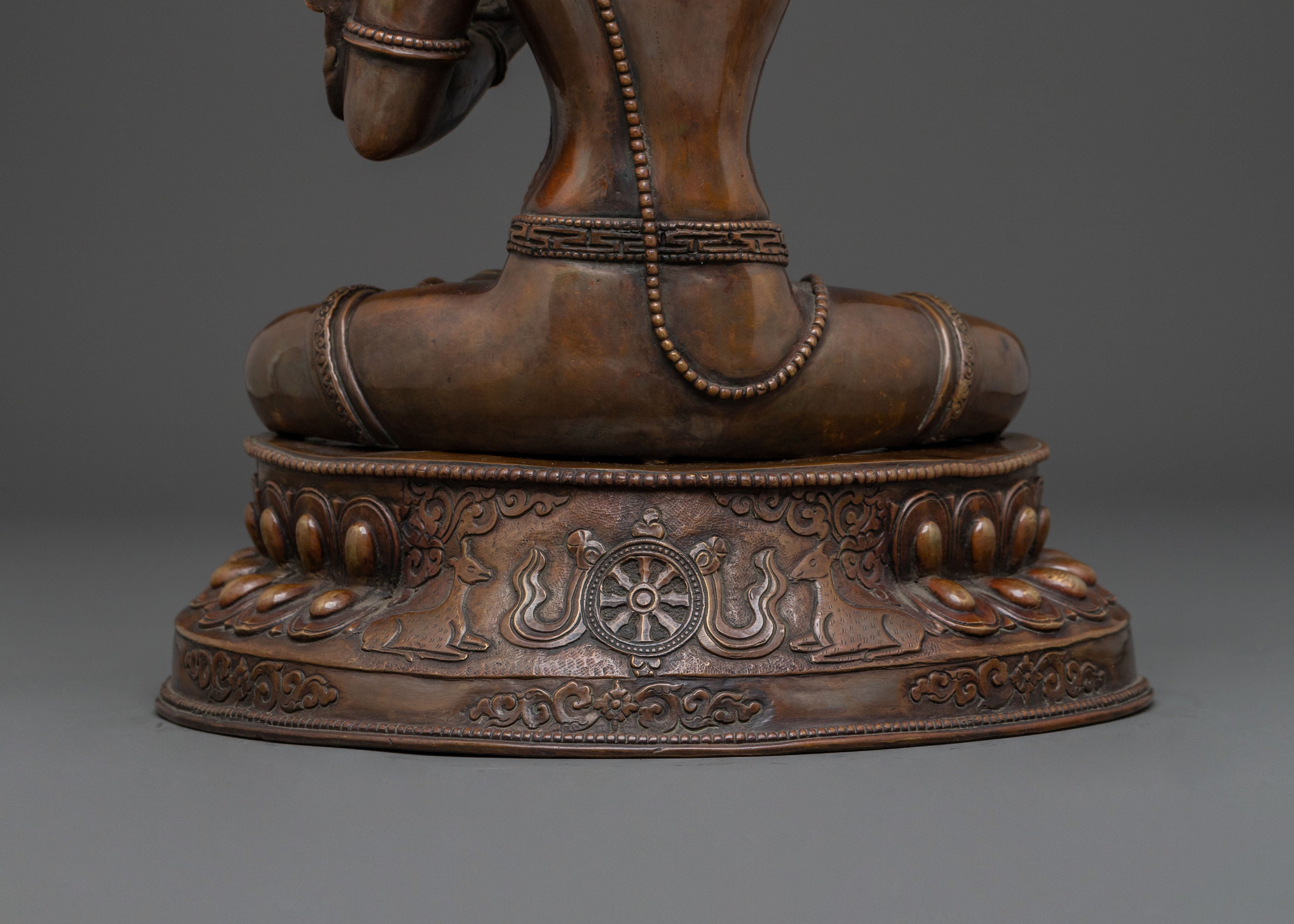 Wisdom Statue of Manjushri: Oxidized Copper Figurine