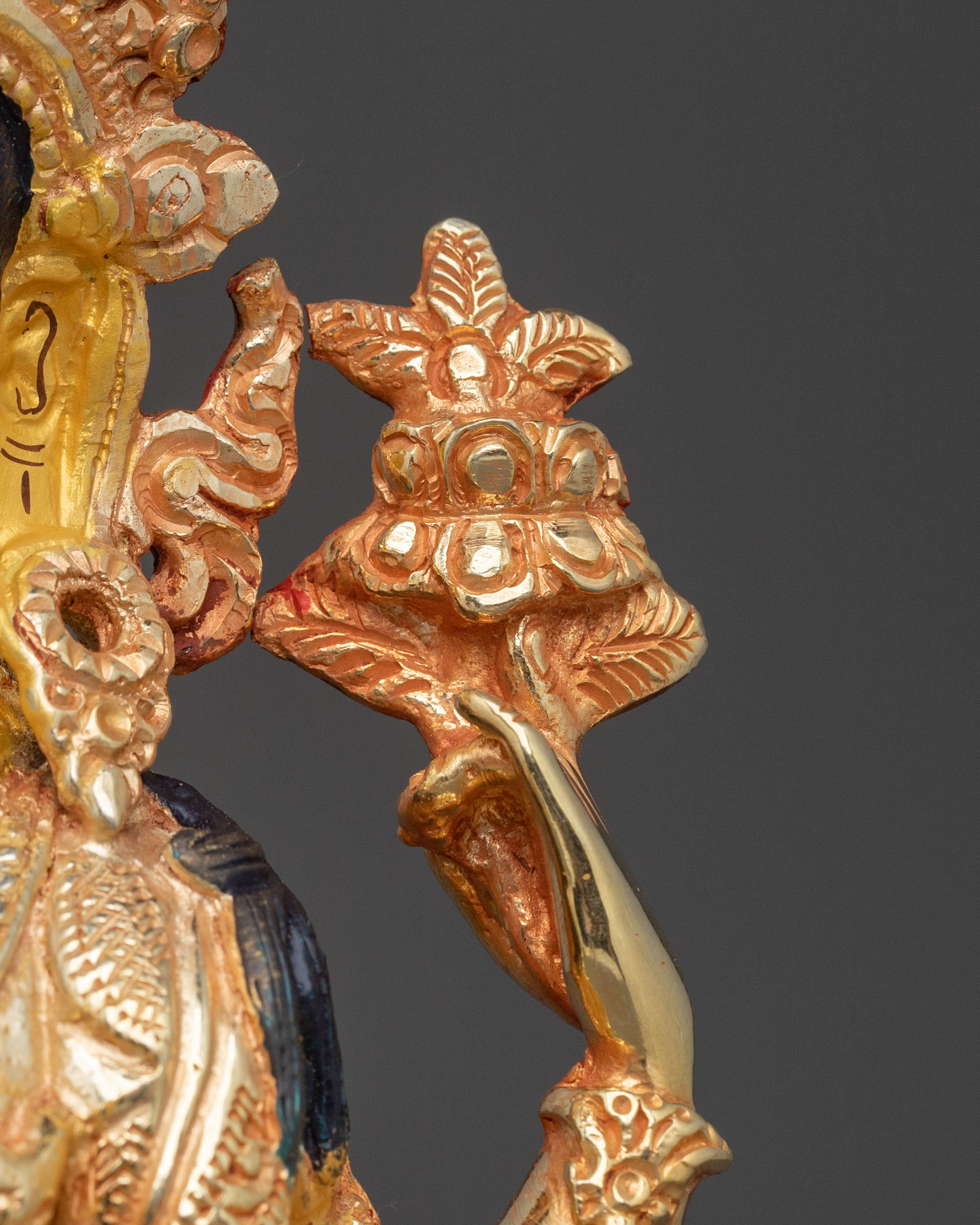 Hand Carved Chenrezig Copper Statue with 24K Gold Gilding