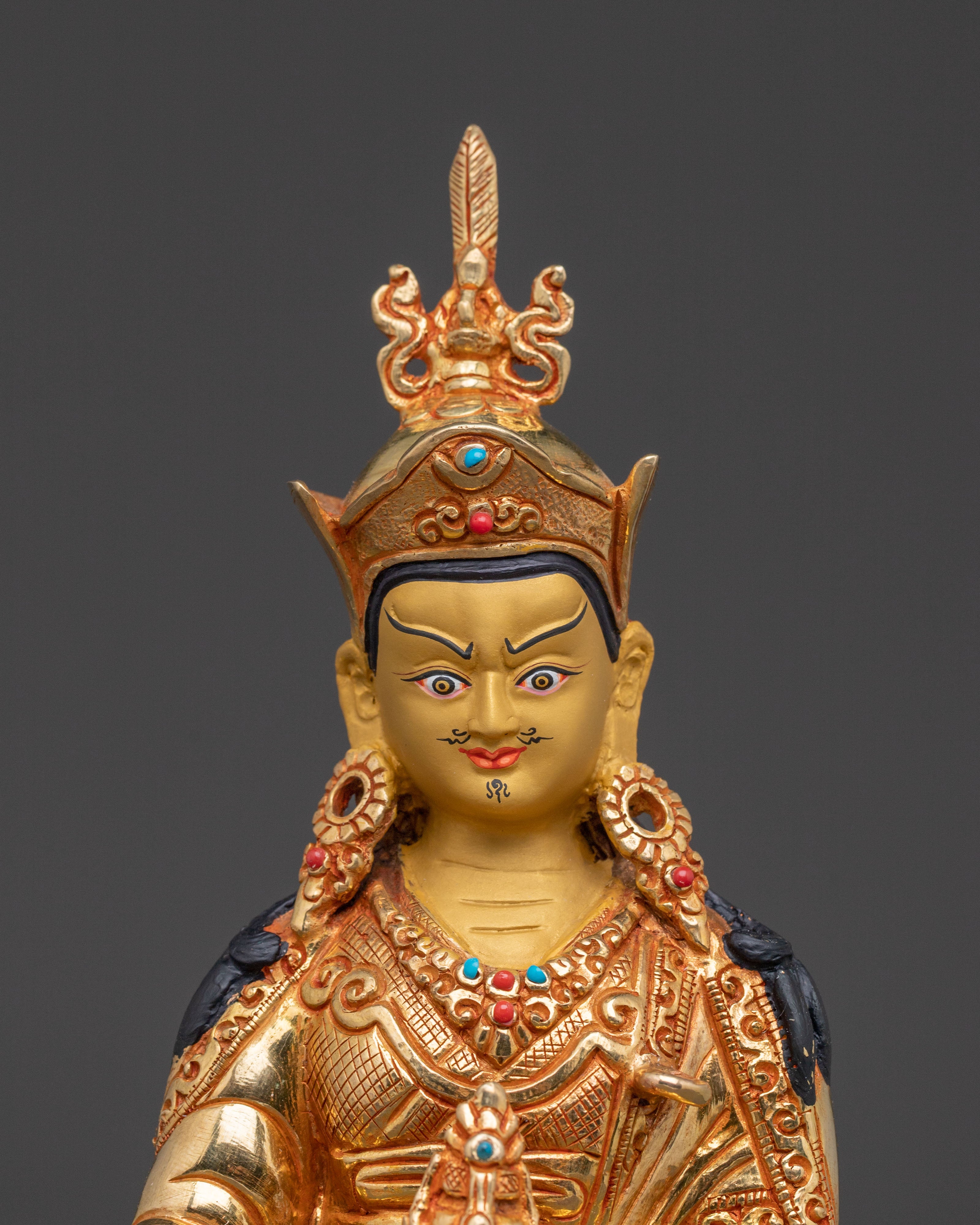 Guru Rinpoche Copper Figurine - Gilded Serenity