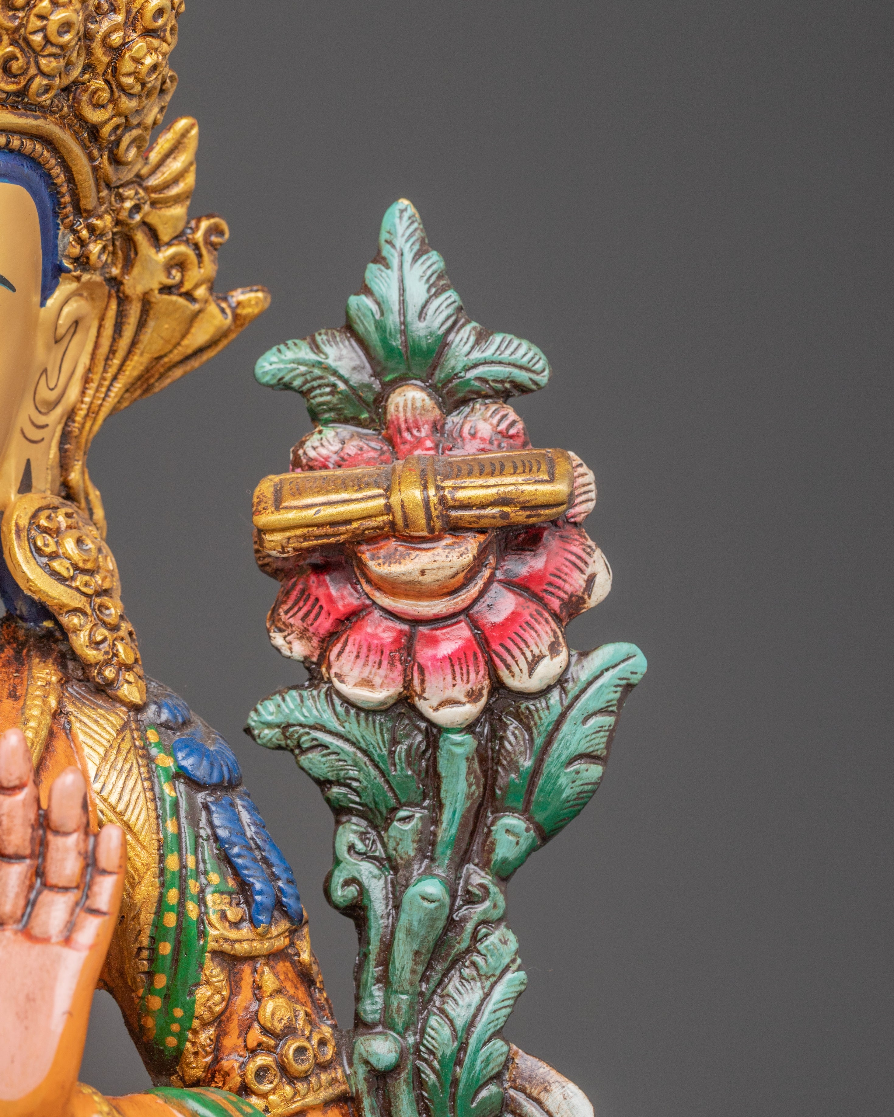 Handmade Statue of Bodhisattva Manjushri: Himalayan Artwork