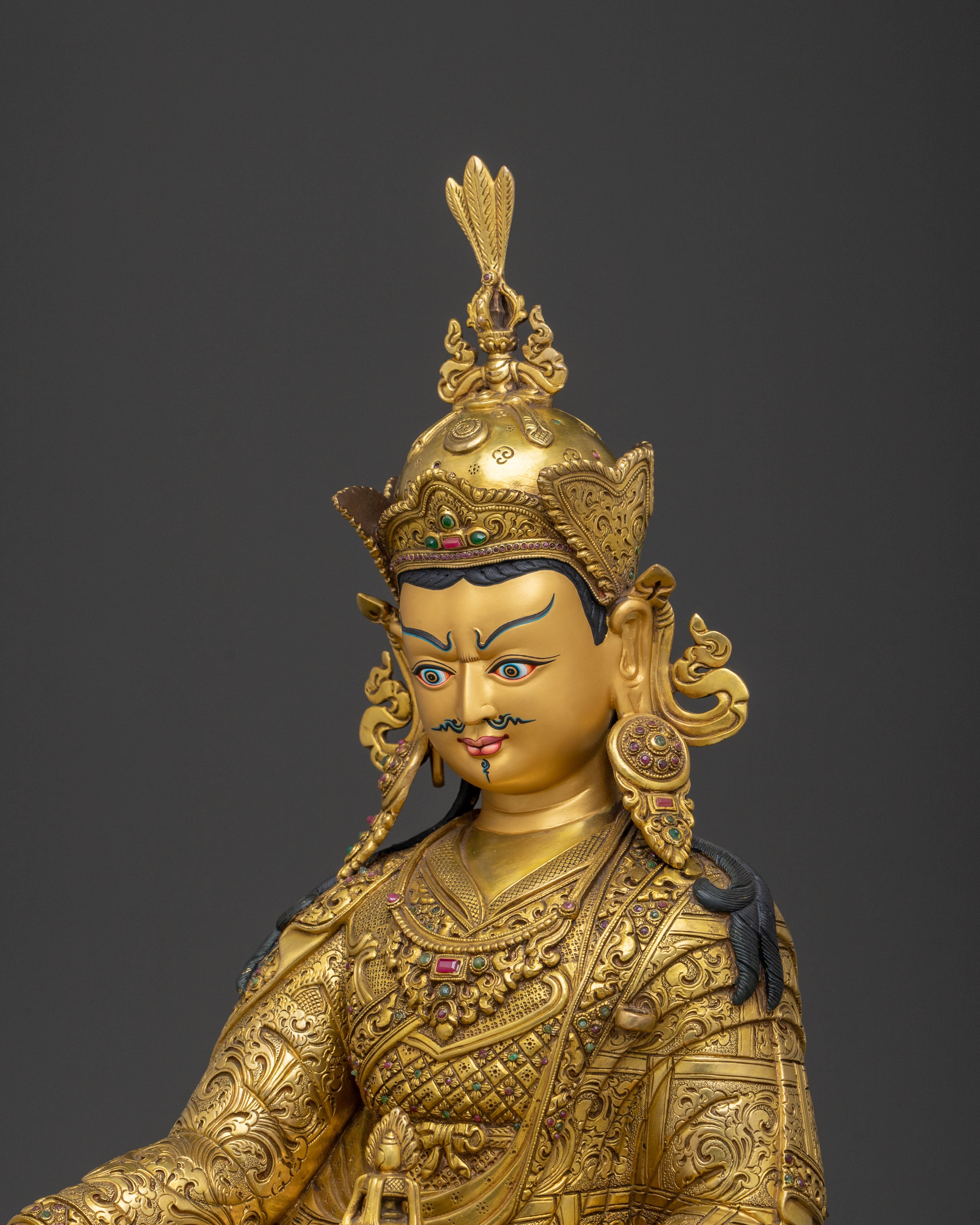 Guru Rinpoche Statue | 24K Gold Gilded Buddhist Master