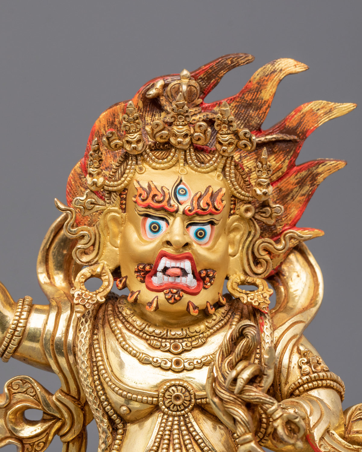 Sacred Bodhisattva Vajrapani Golden Sculpture | 24K Gold Gilded