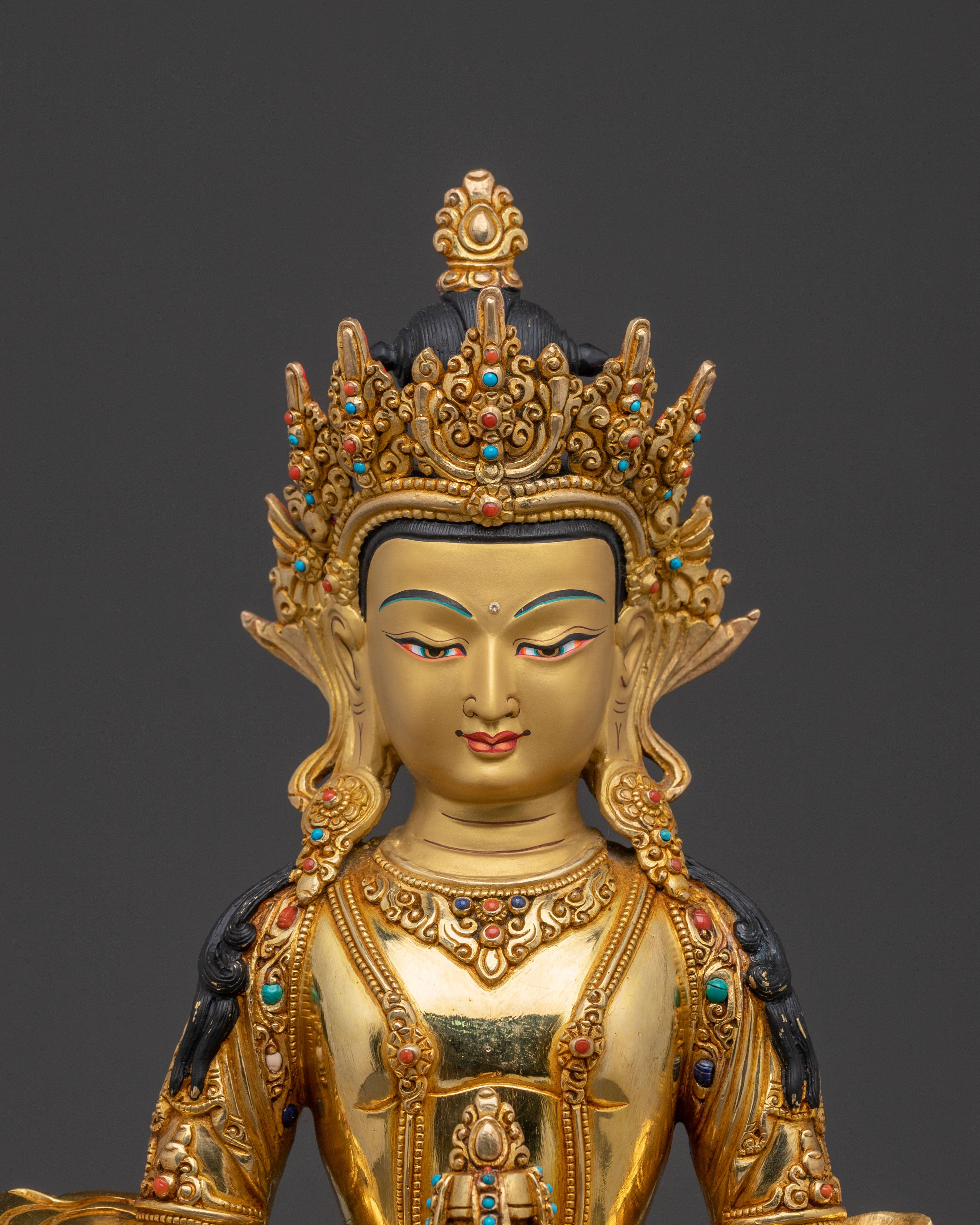 Amitayus Compassion and Healing Statue – 24K Gold Gilded